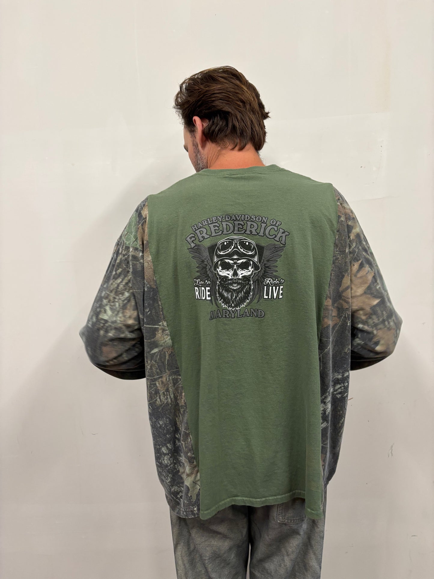 Reworked Harley Davidson Camo Shirt