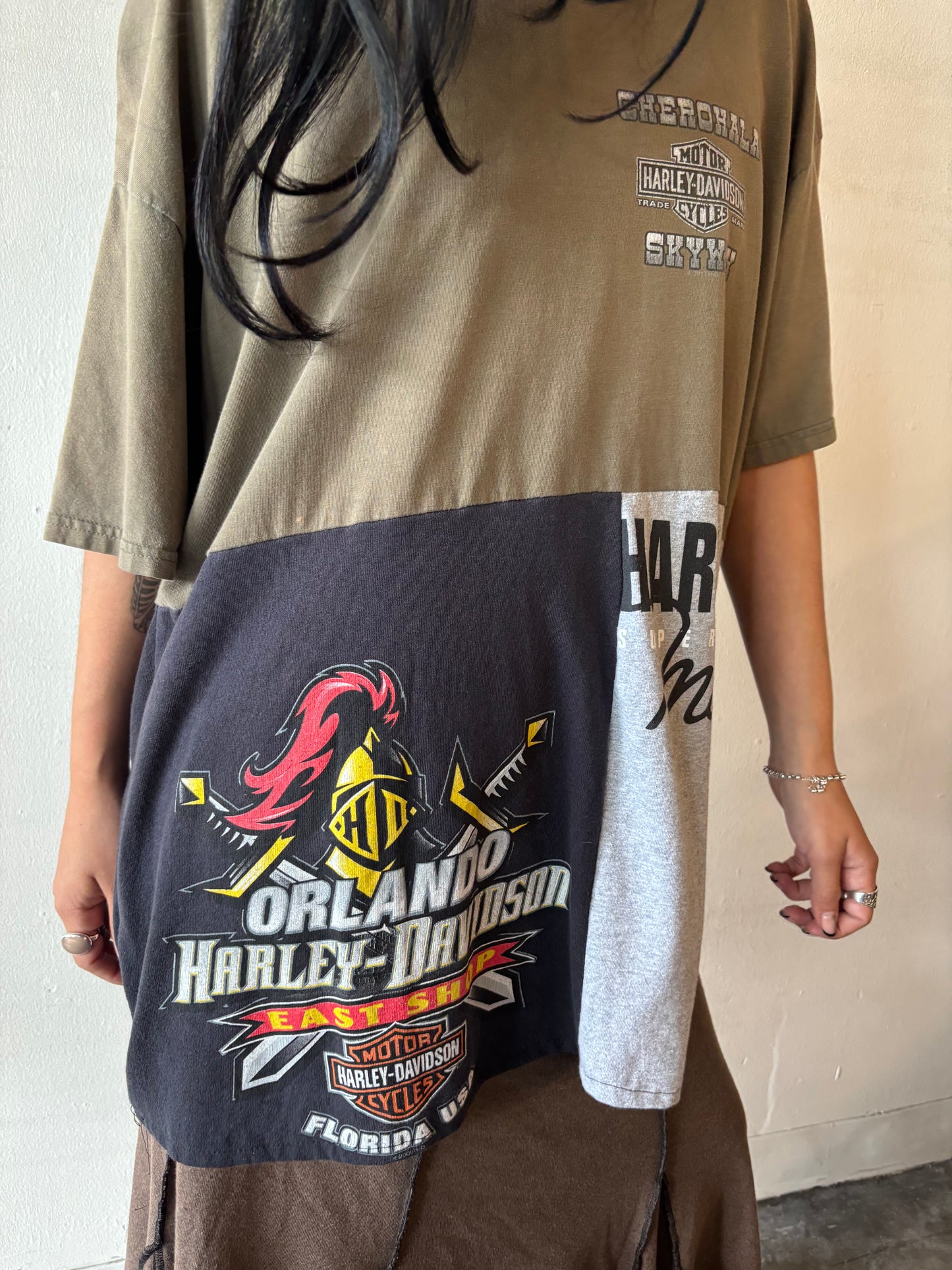 Reworked Harley Davidson Patchwork Shirt