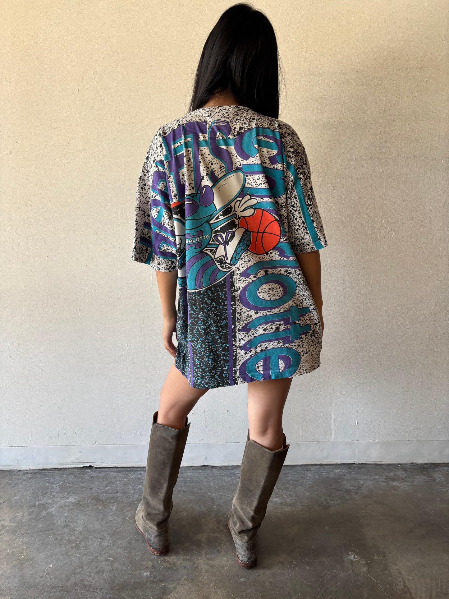 Vintage Charlotte Hornets Magic Johnson All Over Print Shirt