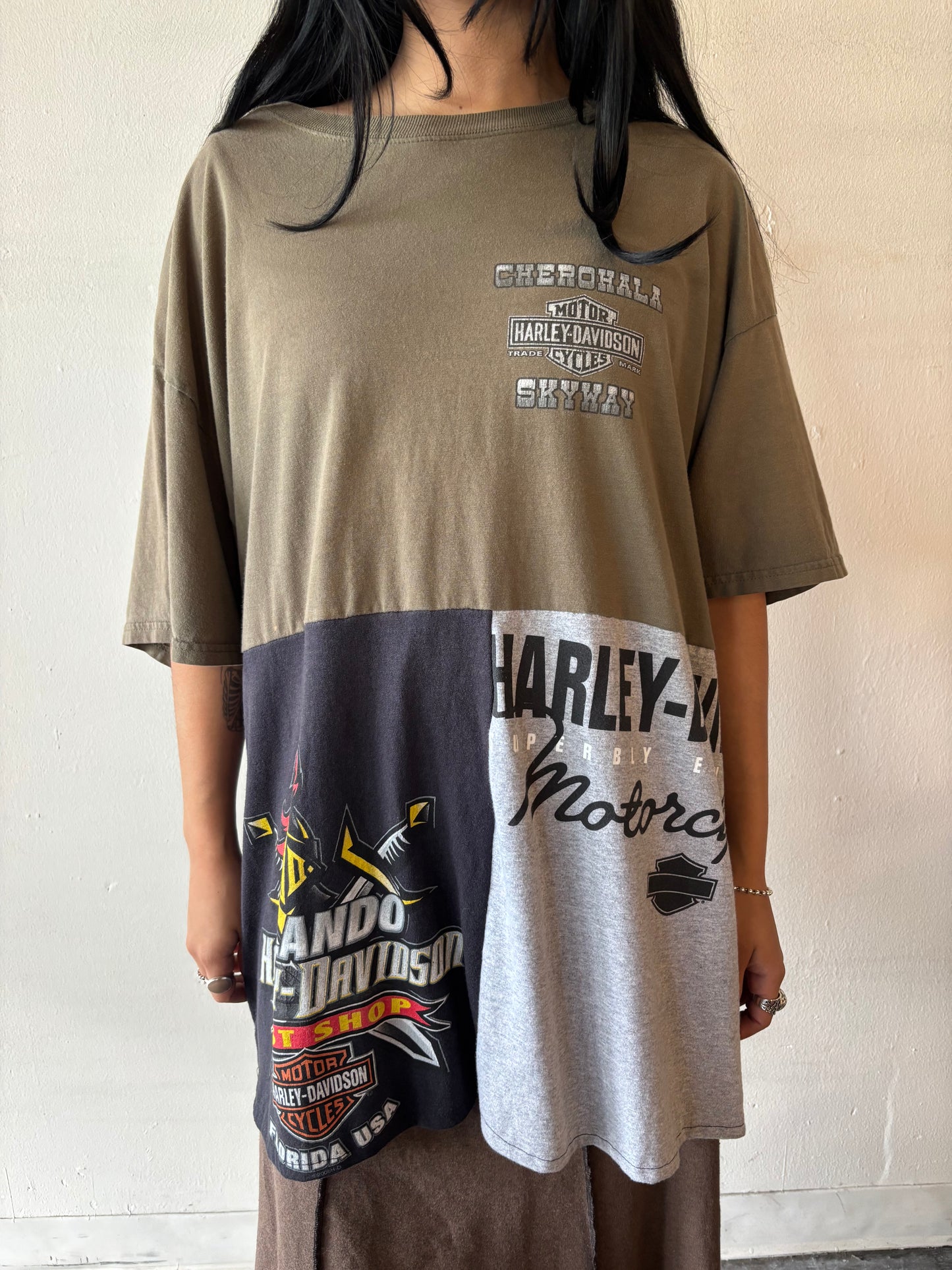Reworked Harley Davidson Patchwork Shirt