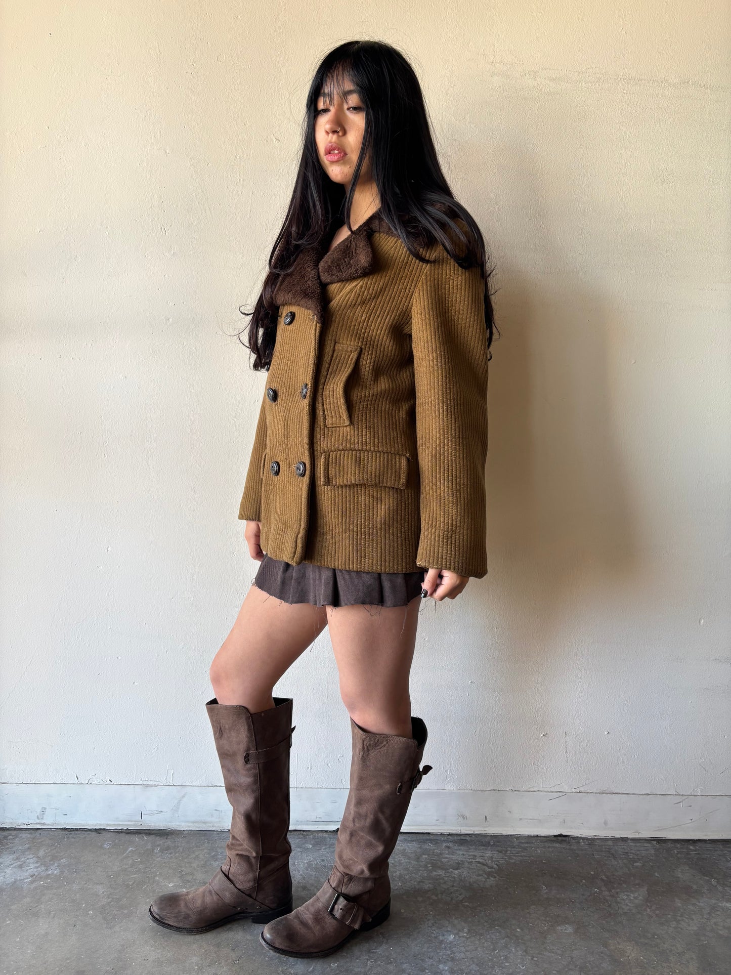 Vintage Valor Brown Button Up Coat