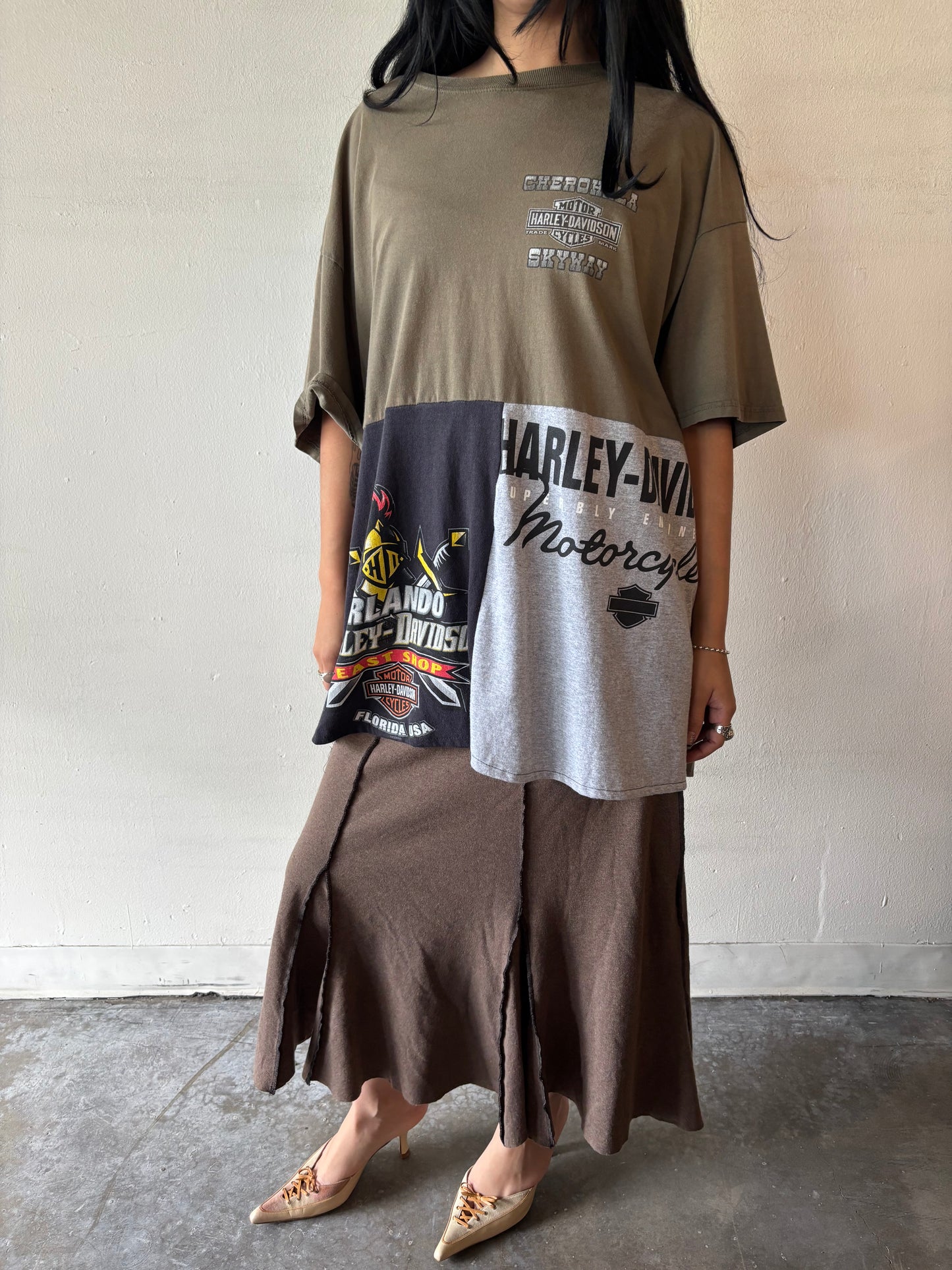 Reworked Harley Davidson Patchwork Shirt