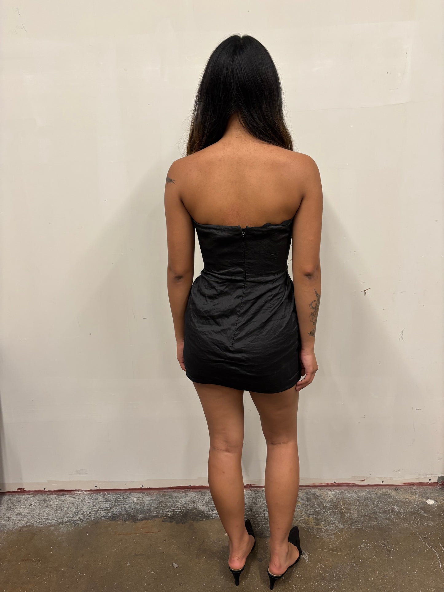 BCBG Black Pleated Mini Dress