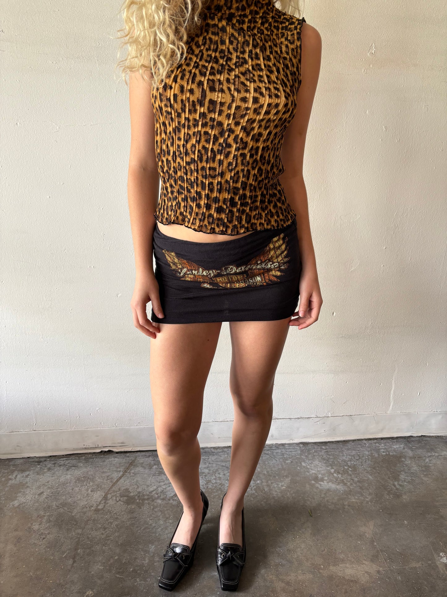 Reworked Harley Davidson Mini Skirt