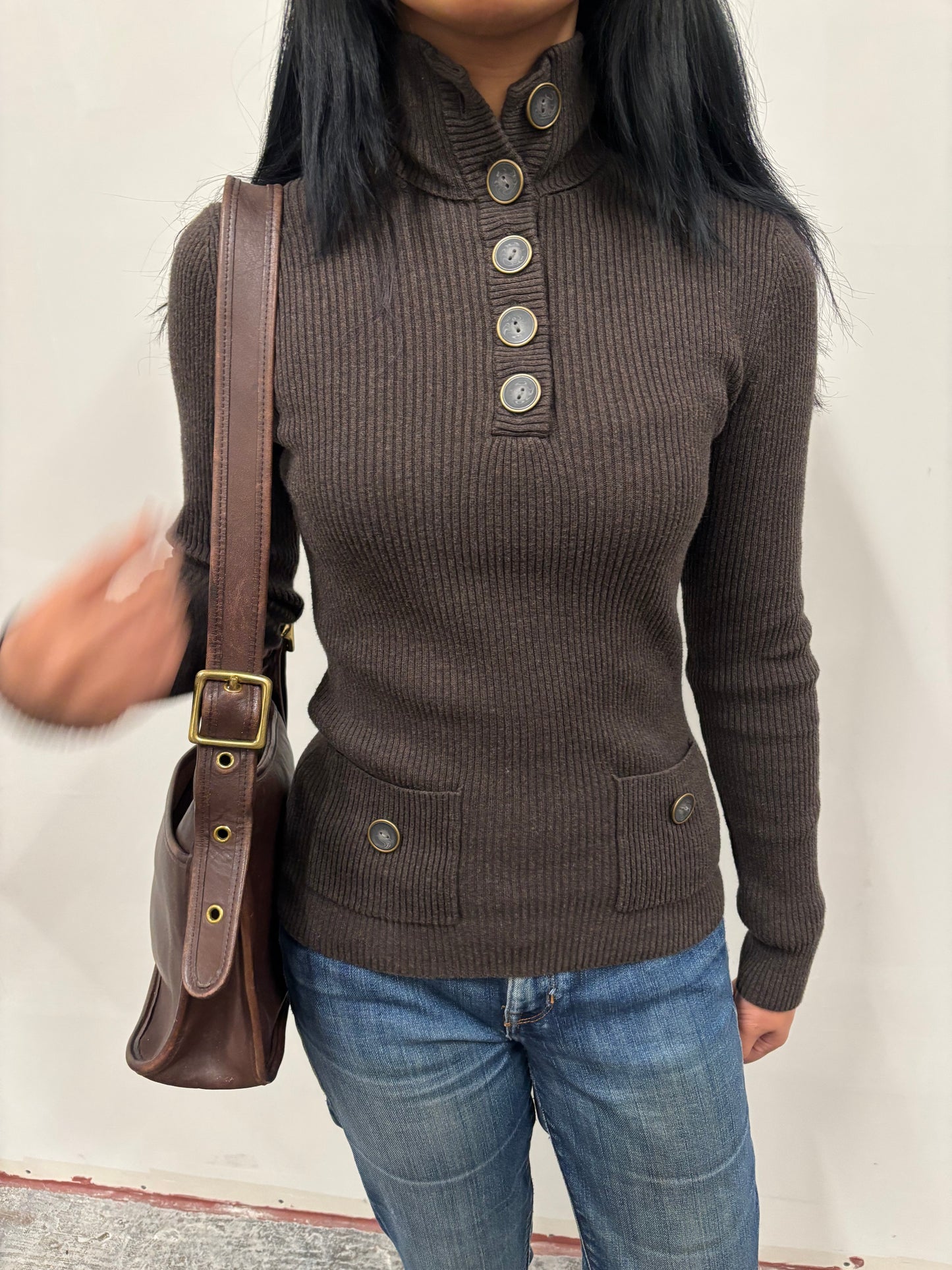 Brown Button Sweater
