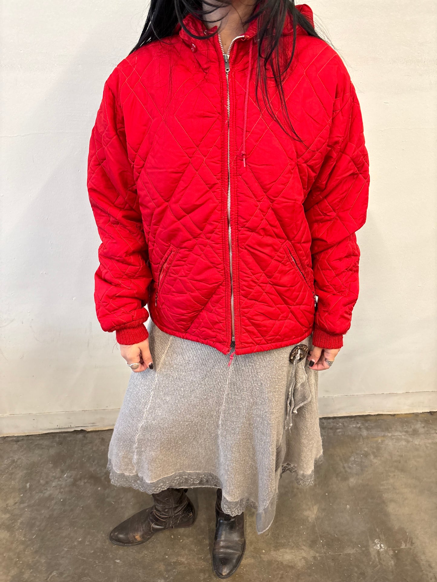 Vintage Red Quilted Puffer Jacket