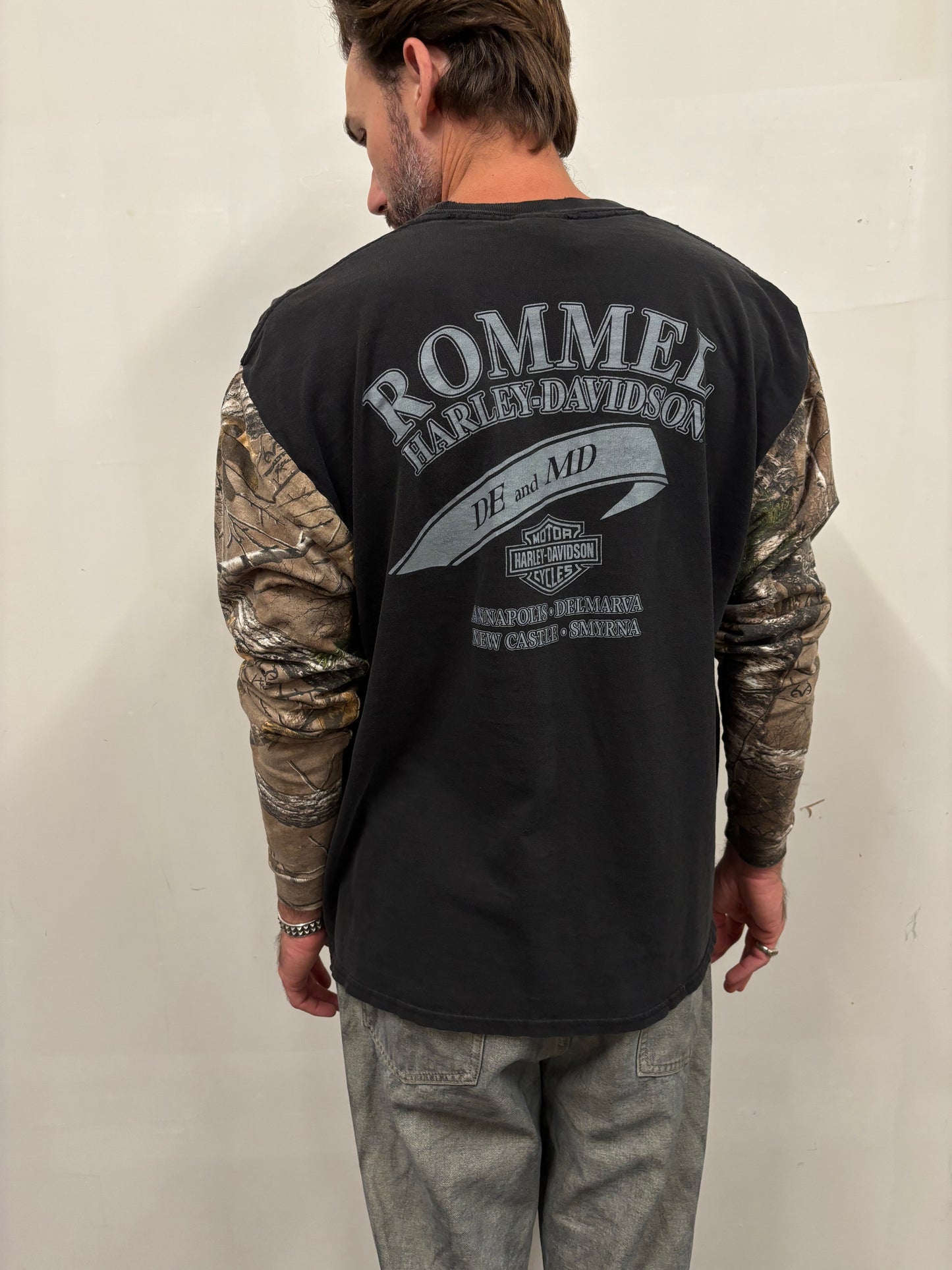 Reworked Harley Davidson Camo Shirt