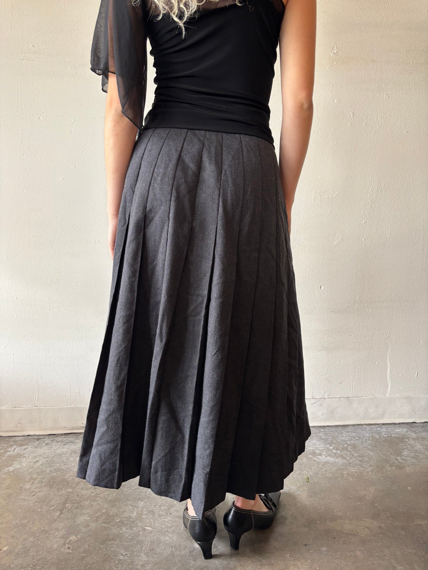 Vintage Bernard Holtzman Pleated Maxi Skirt
