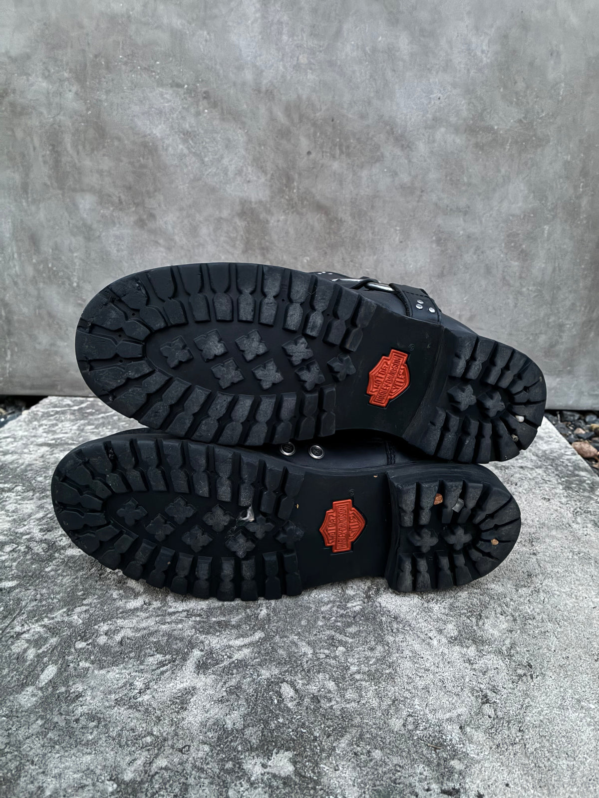 Vintage Harley Davidson Black Leather Moto Boots