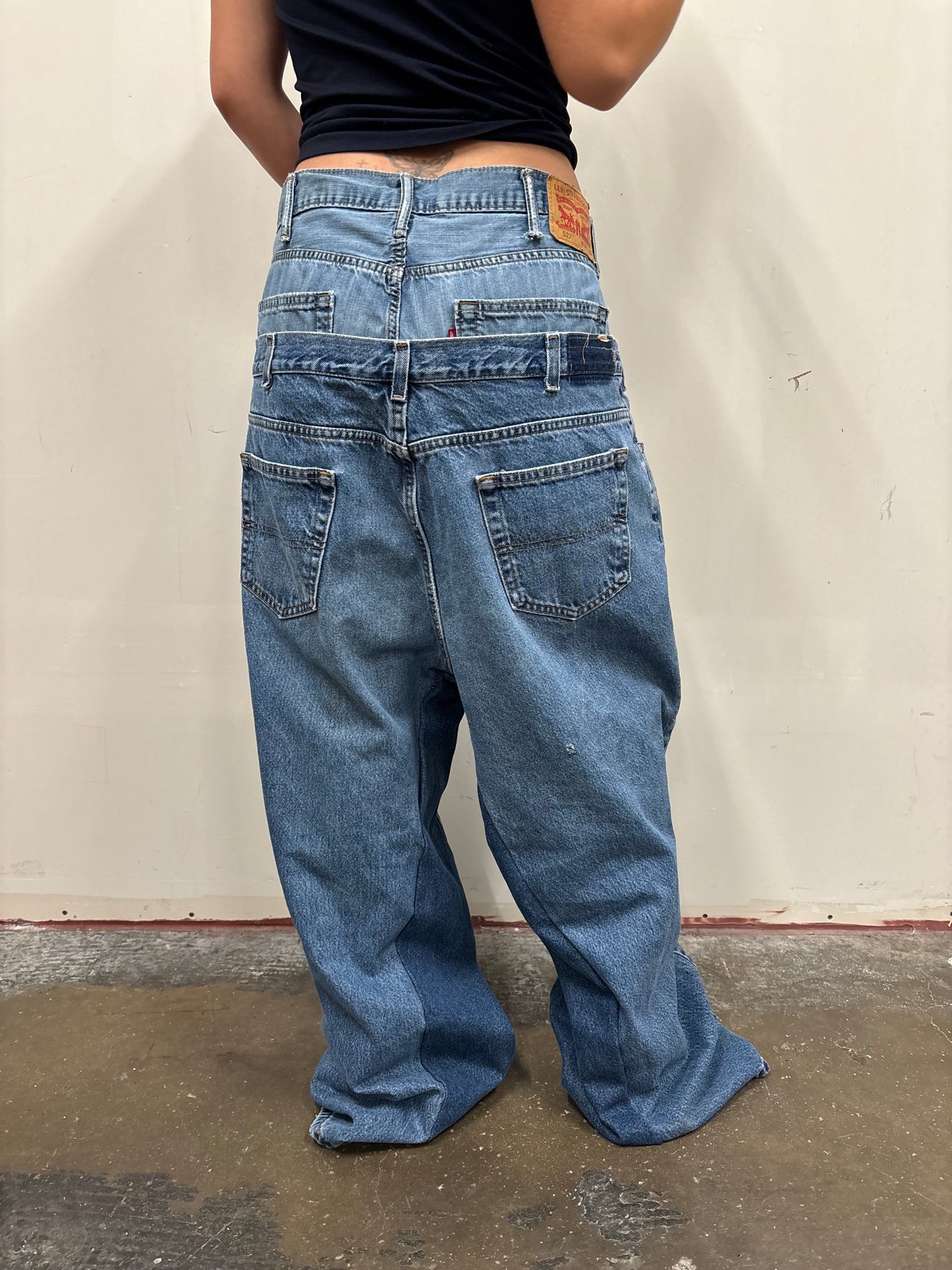Reworked Double Denim Jeans