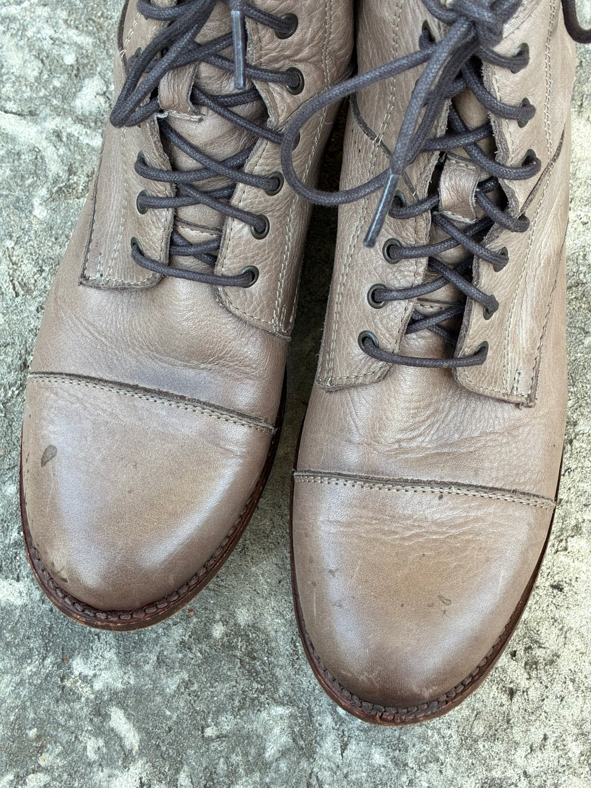 Vintage Frye Lace Up Grey Boots