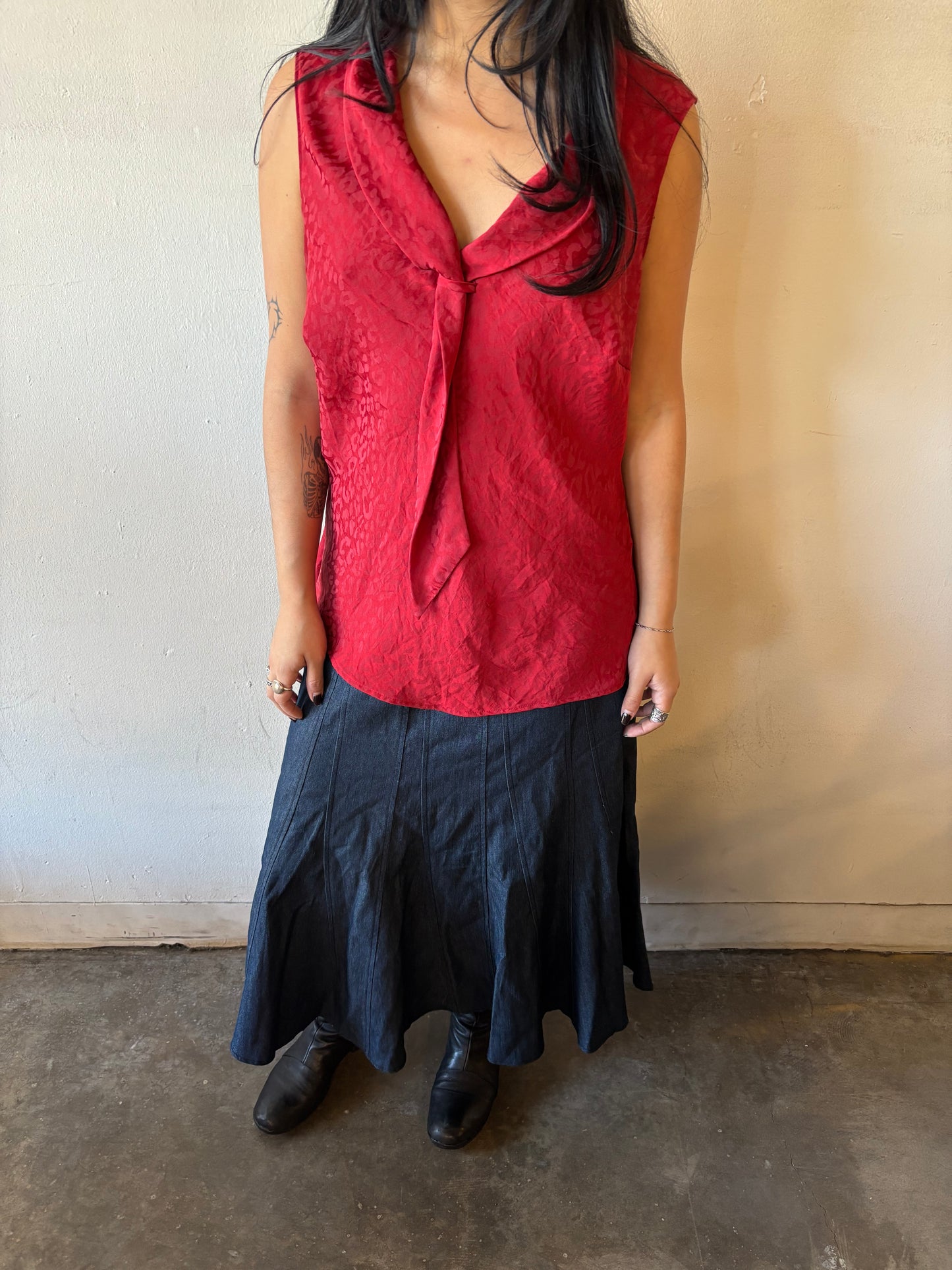 Vintage Red Silk Blouse