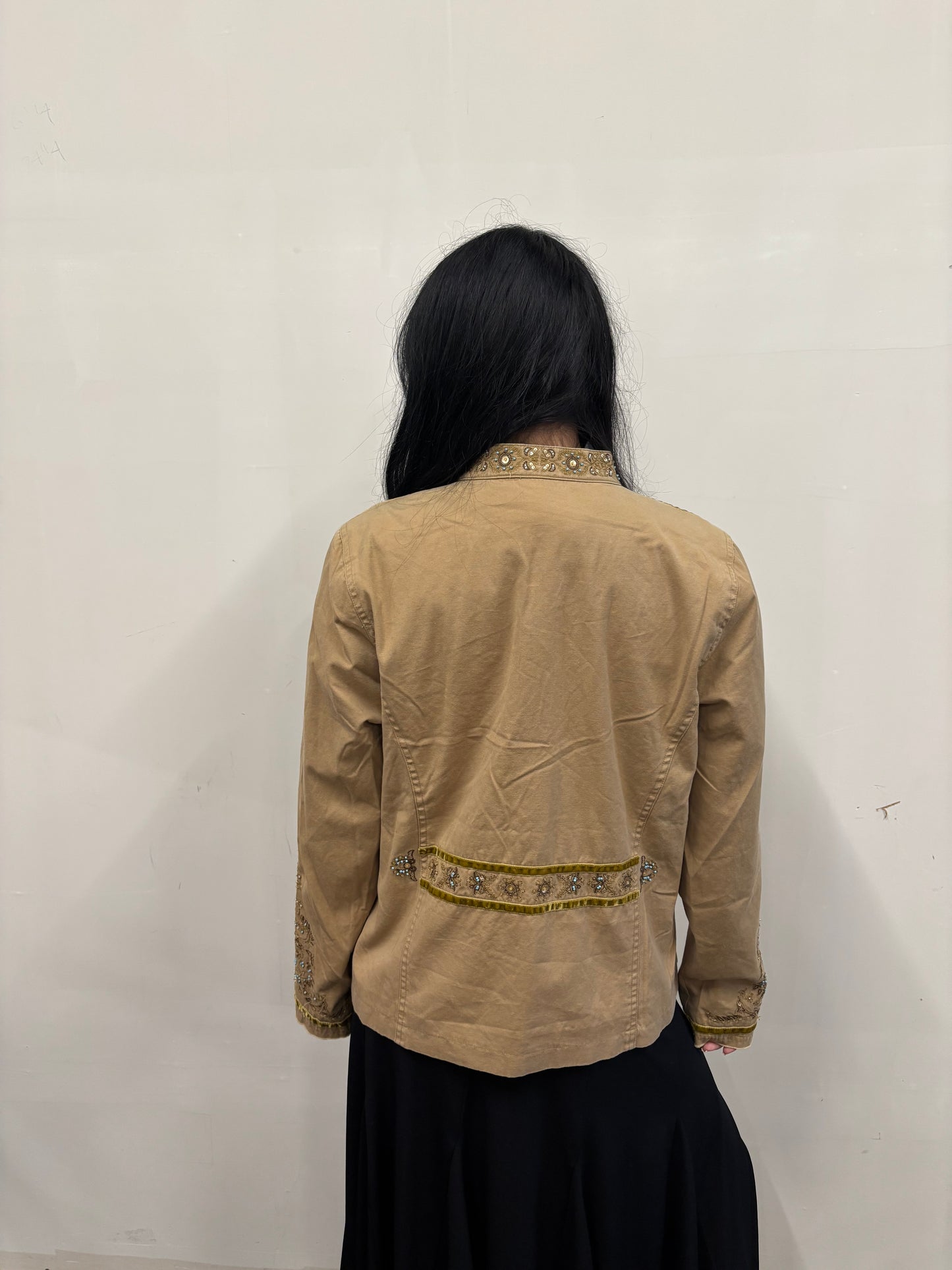 Vintage Motto Beaded Jacket