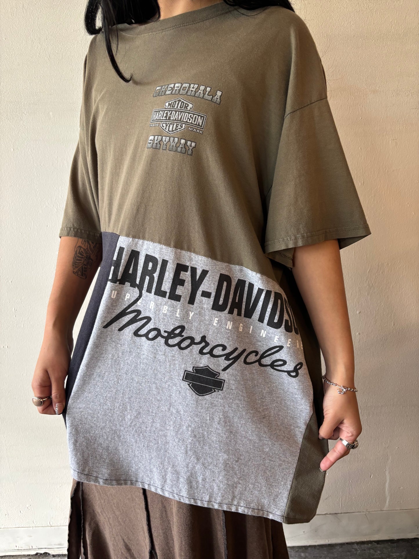 Reworked Harley Davidson Patchwork Shirt