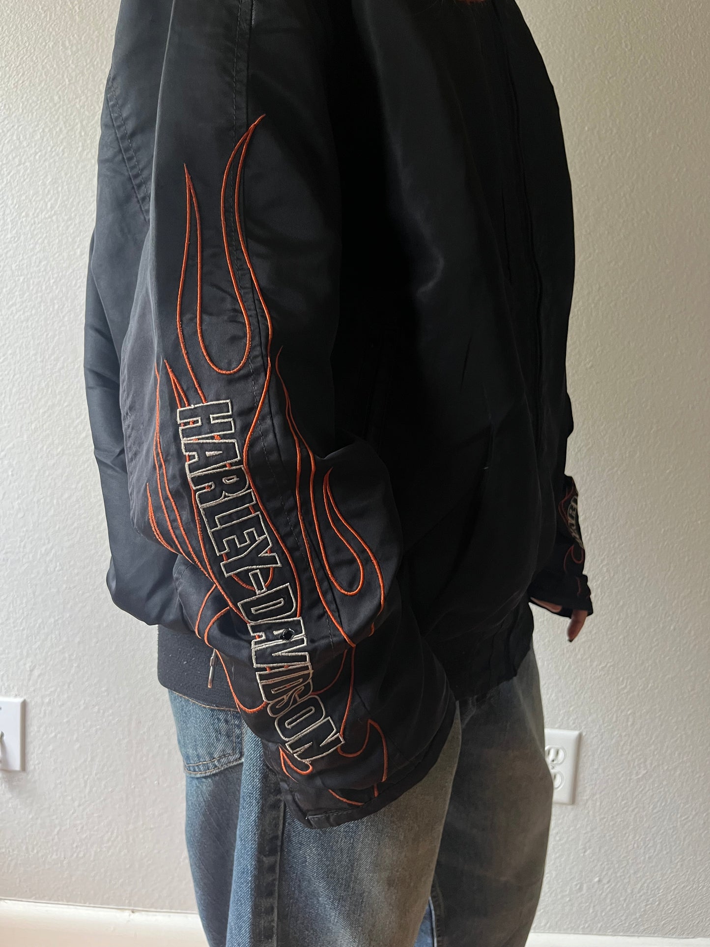 Vintage Harley Davidson Flames Windbreaker