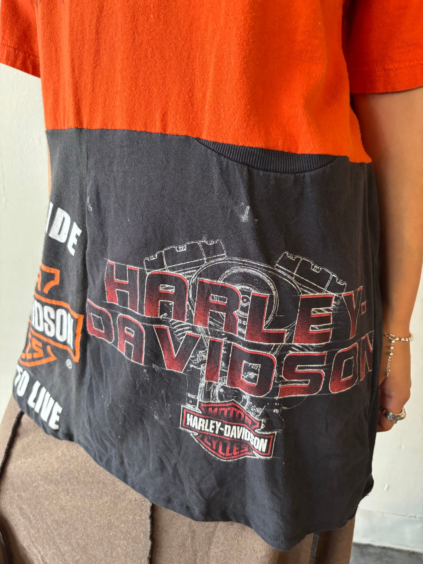 Reworked Harley Davidson Patchwork Shirt