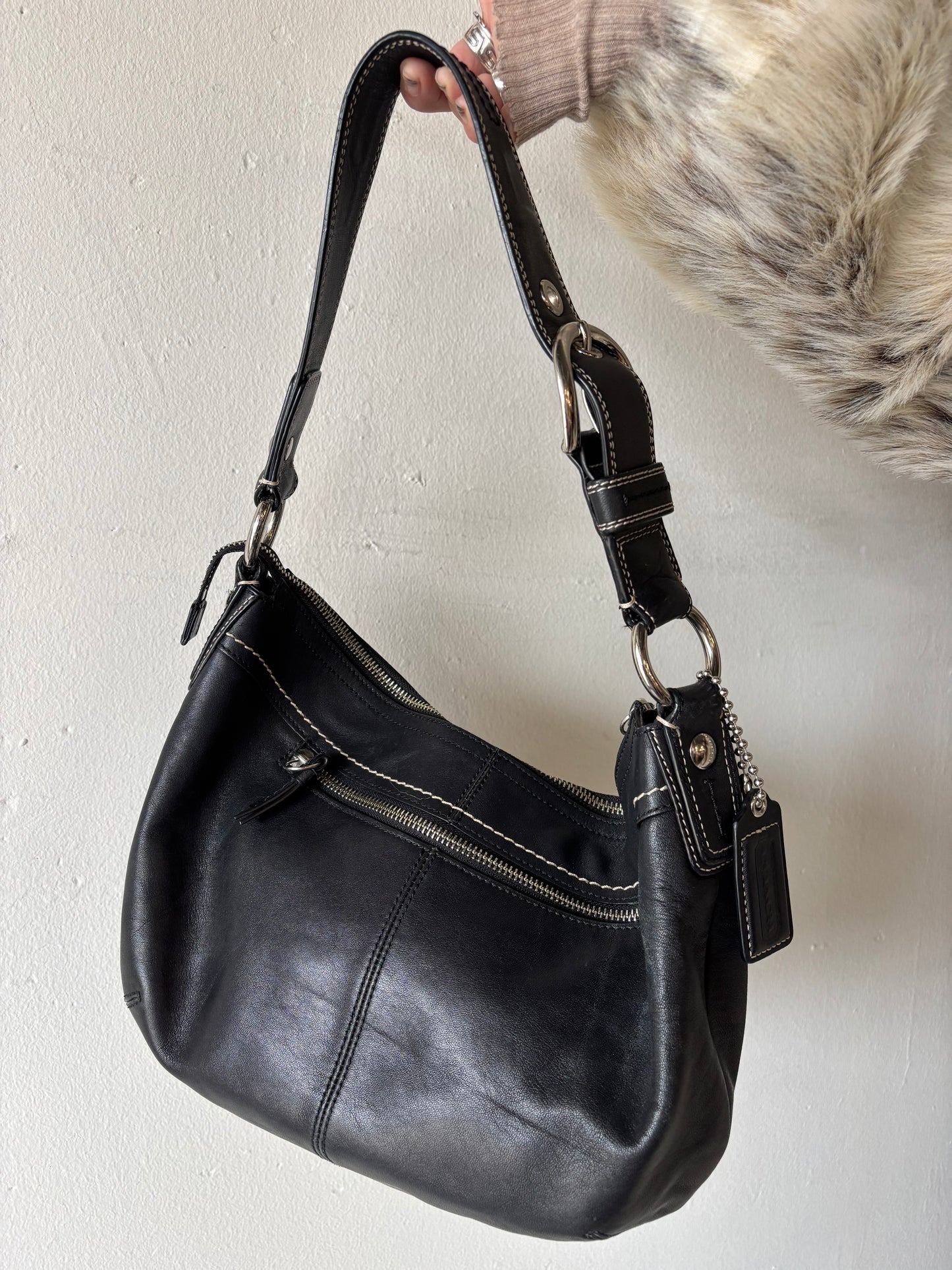 Vintage Black Leather Coach Purse