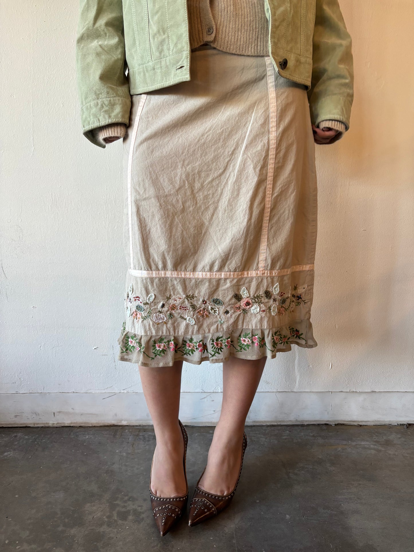 Vintage Floral Midi Skirt