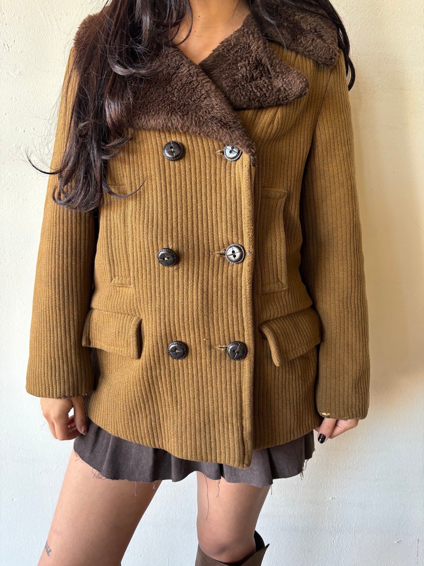 Vintage Valor Brown Button Up Coat