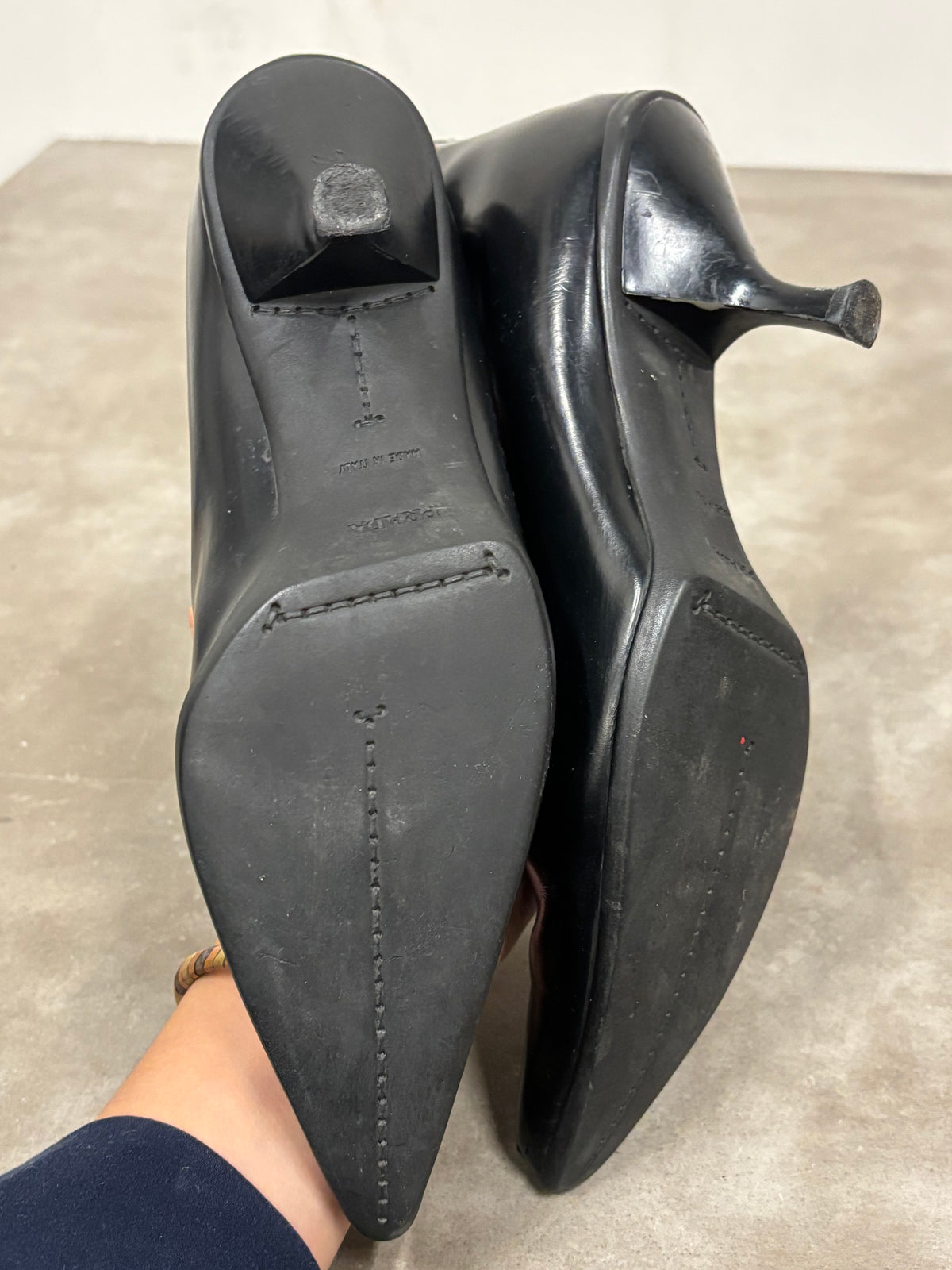 Vintage Prada Black Leather Pointed Toe Ankle Boots