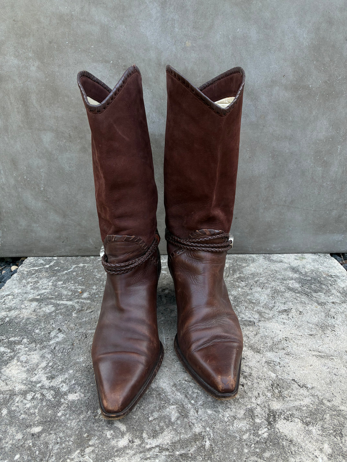 Vintage Via Spiga Brown Leather Cowboy Boots