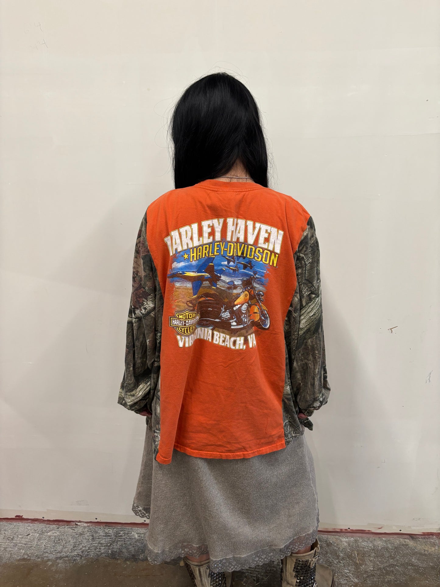 Reworked Harley Davidson Camo Shirt