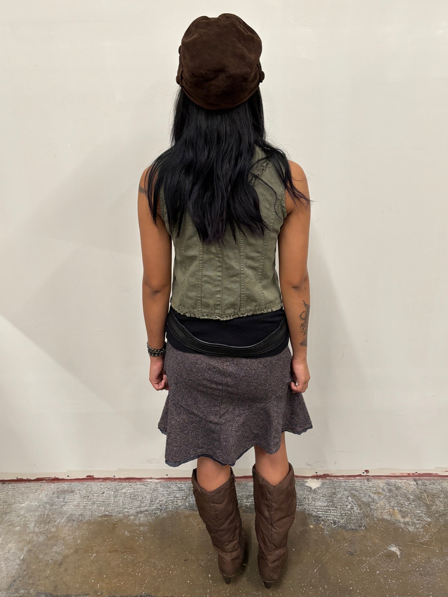 Ruffled Button Up Cropped Vest