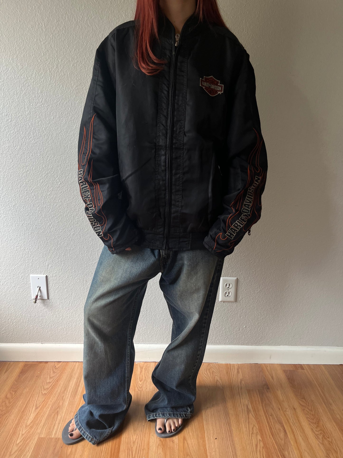 Vintage Harley Davidson Flames Windbreaker