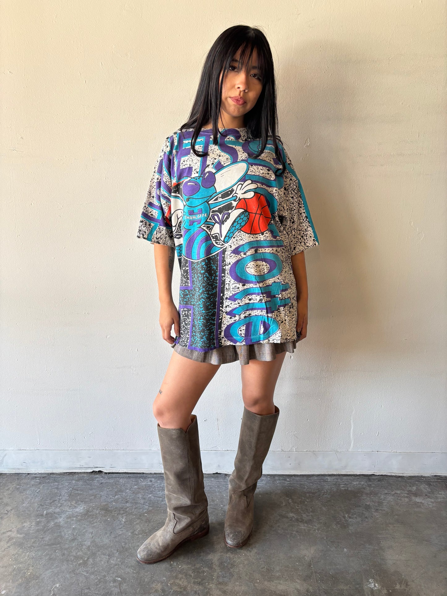 Vintage Charlotte Hornets Magic Johnson All Over Print Shirt