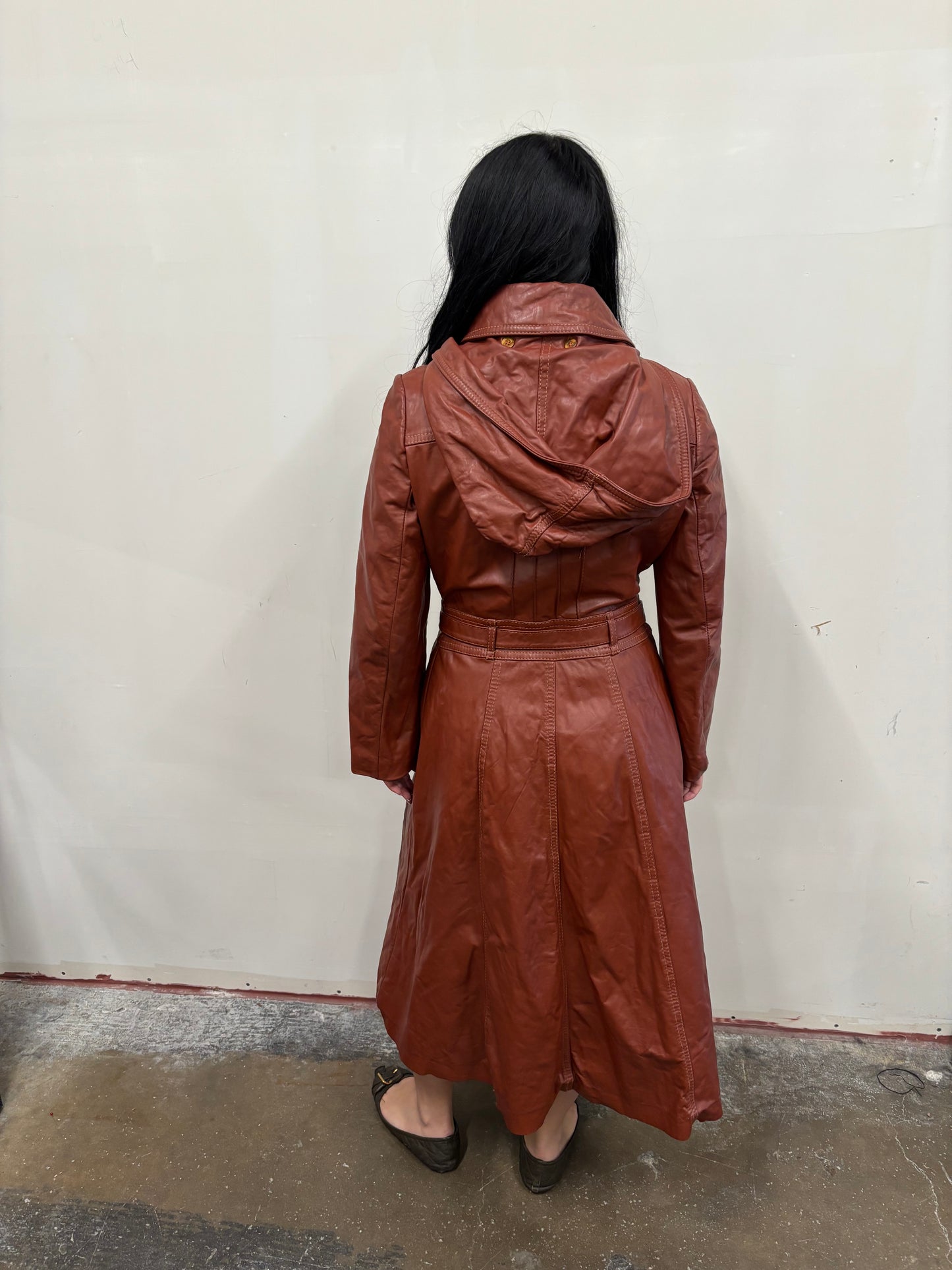 Vintage Red Leather Trench