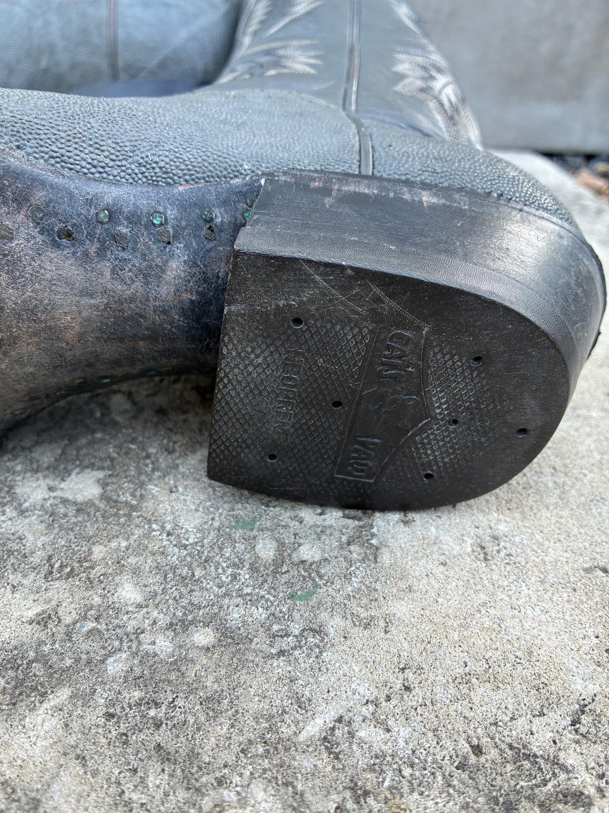 Vintage 1980s Panhandle Slim Gray Leather Cowboy Boots