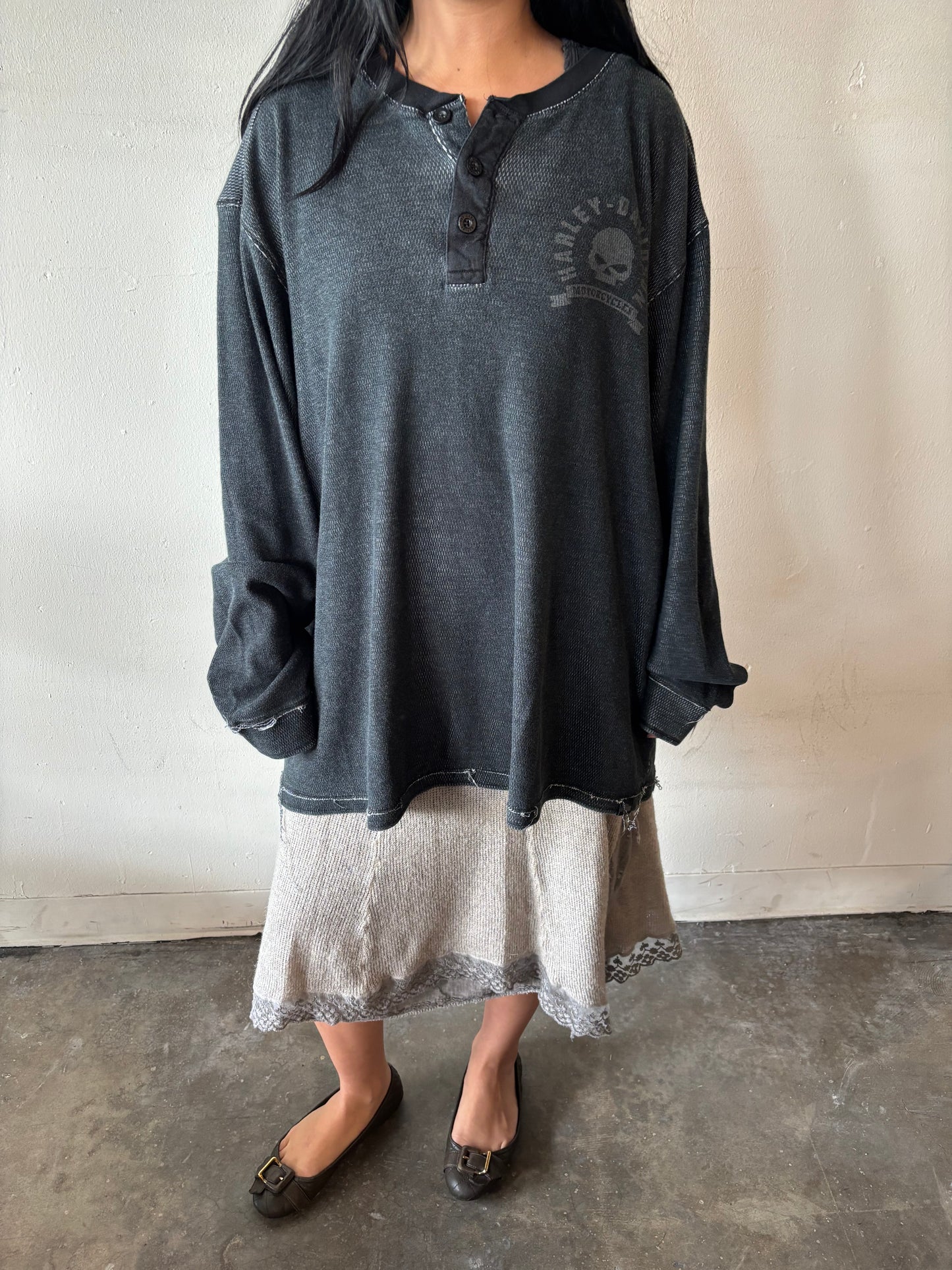 Vintage Harley Davidson Half Button Shirt