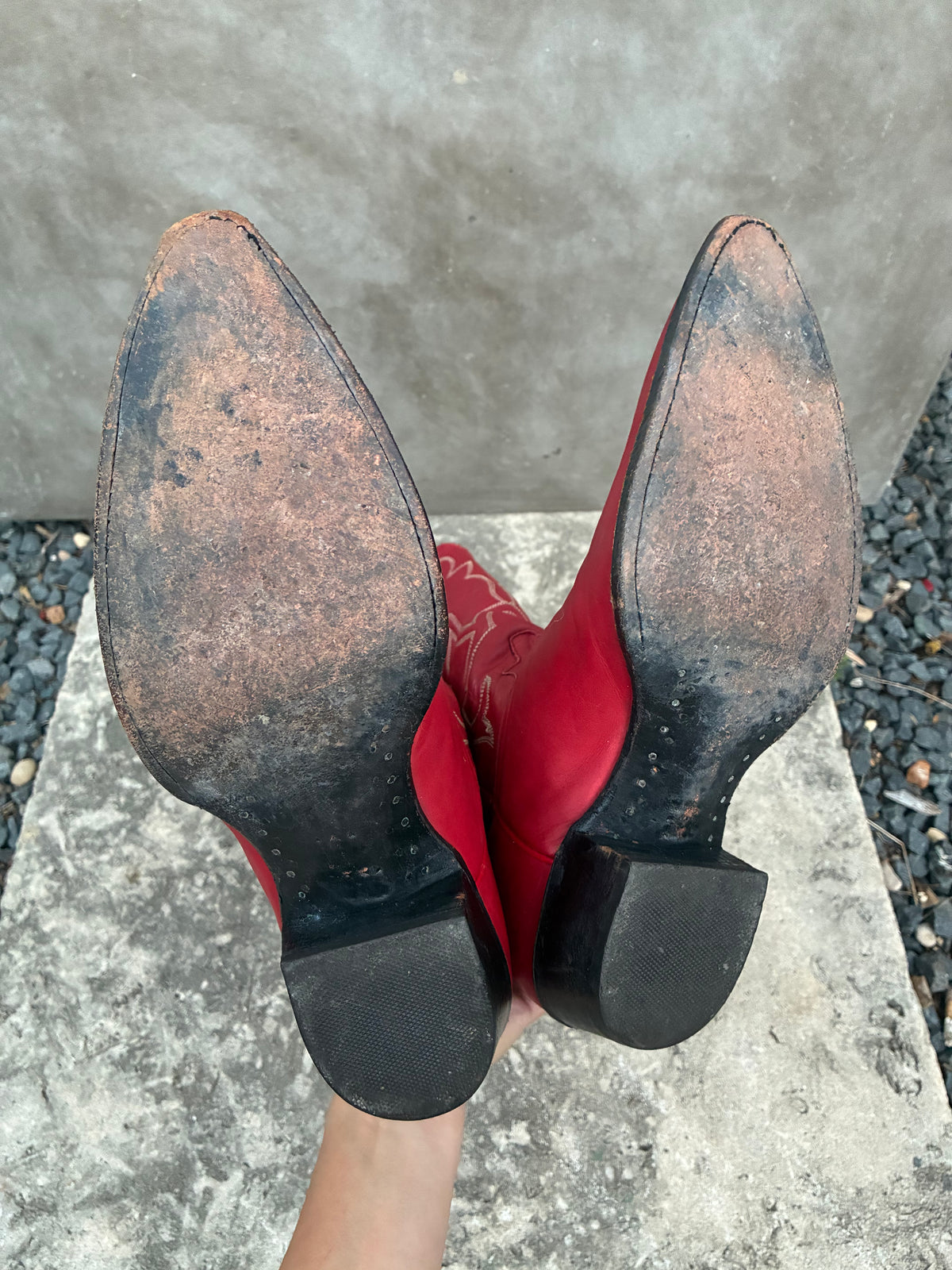 Vintage 1980s Larry Mahan Red Leather Cowboy Boots