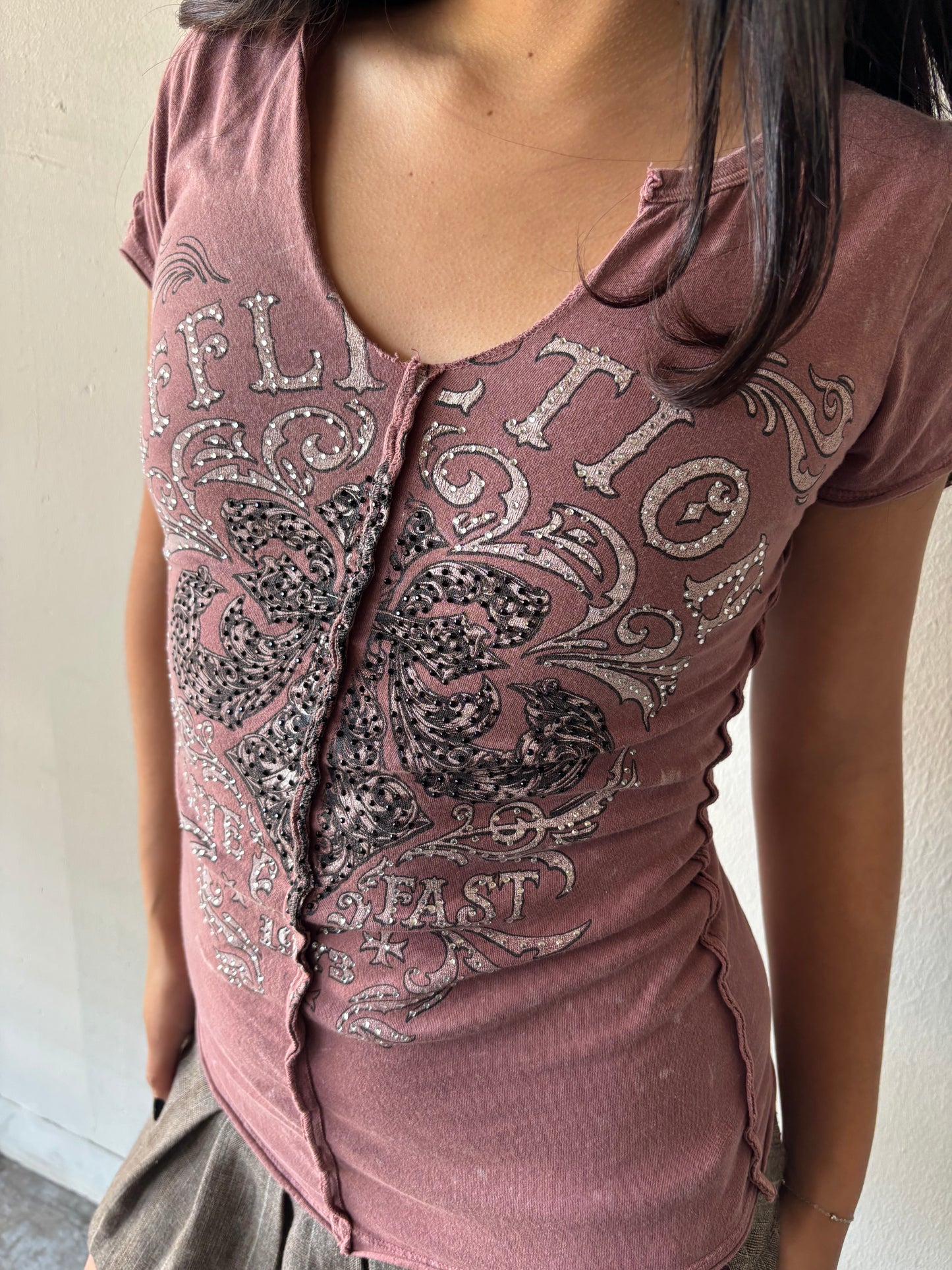 Vintage Bedazzled Affliction Top