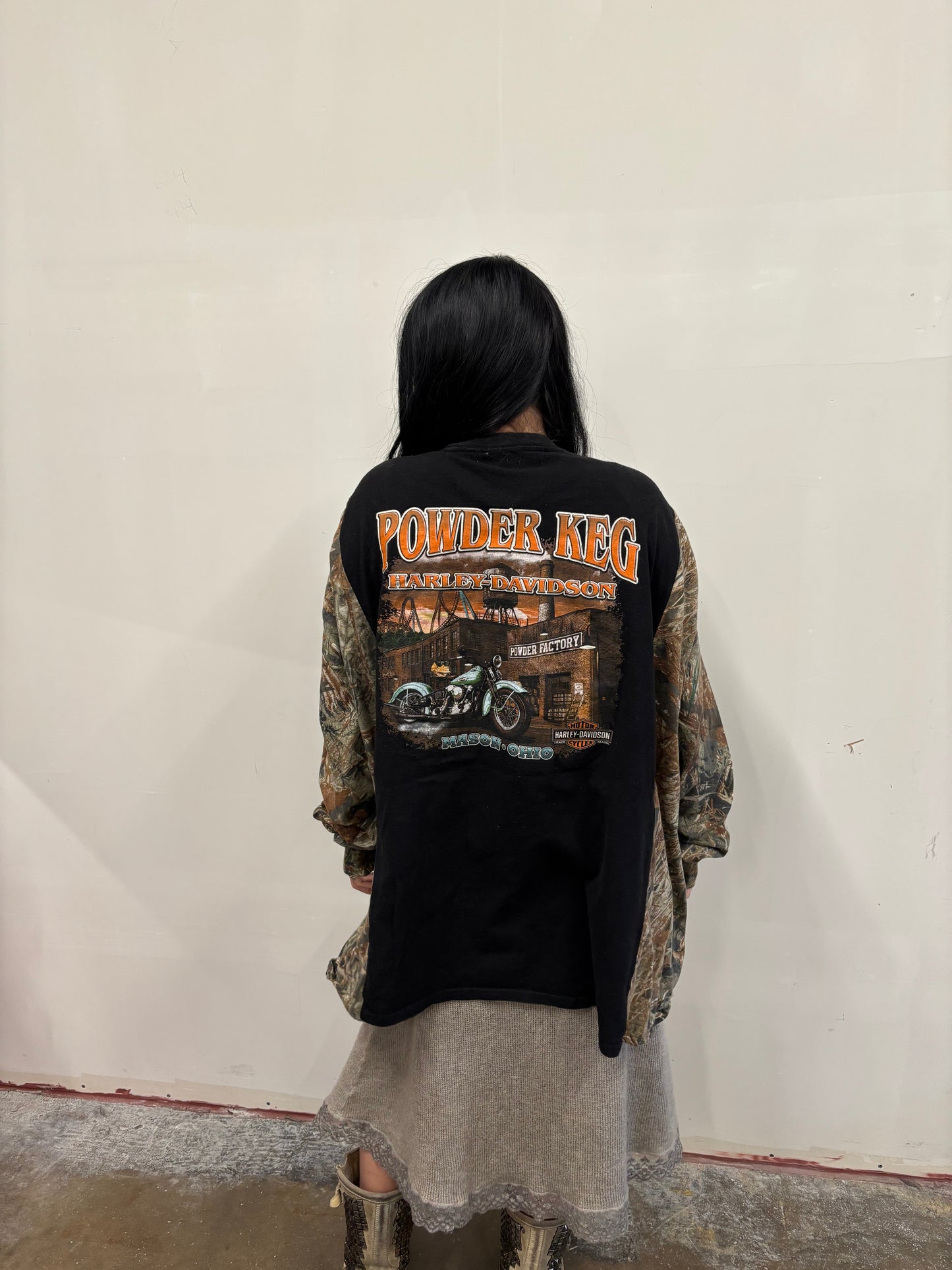 Reworked Harley Davidson Camo Shirt
