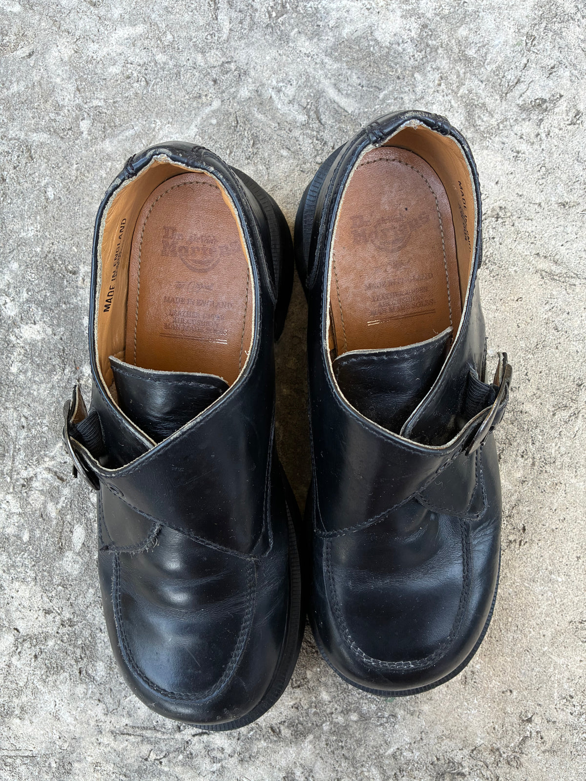 Vintage Dr. Martens Black Leather Buckle Loafer w Chunky Soles
