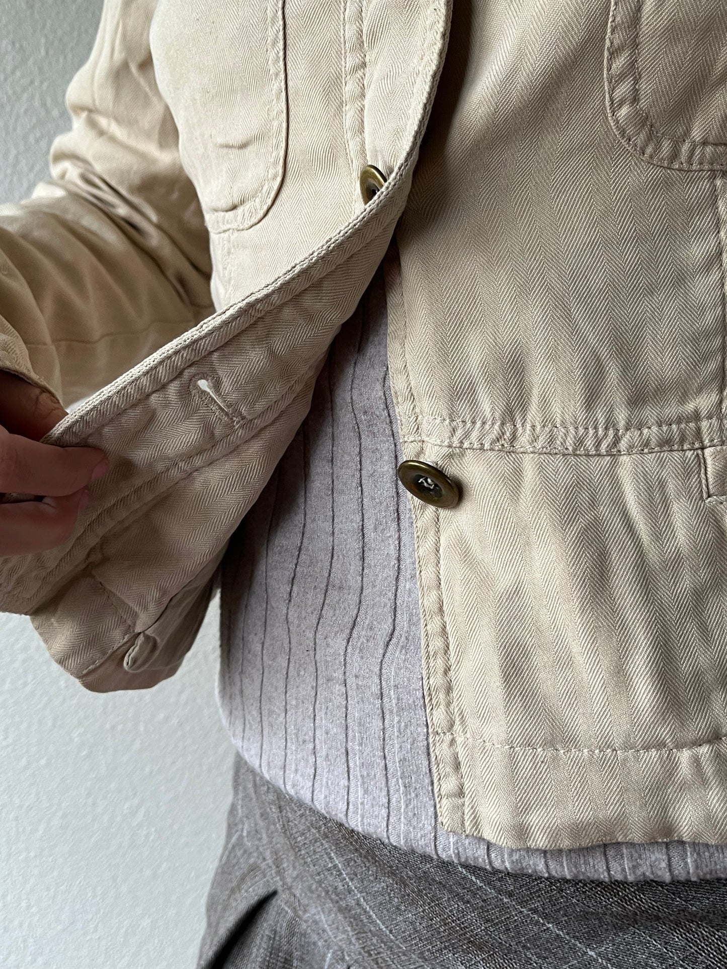 Vintage Cream Express Button Up Silk Jacket