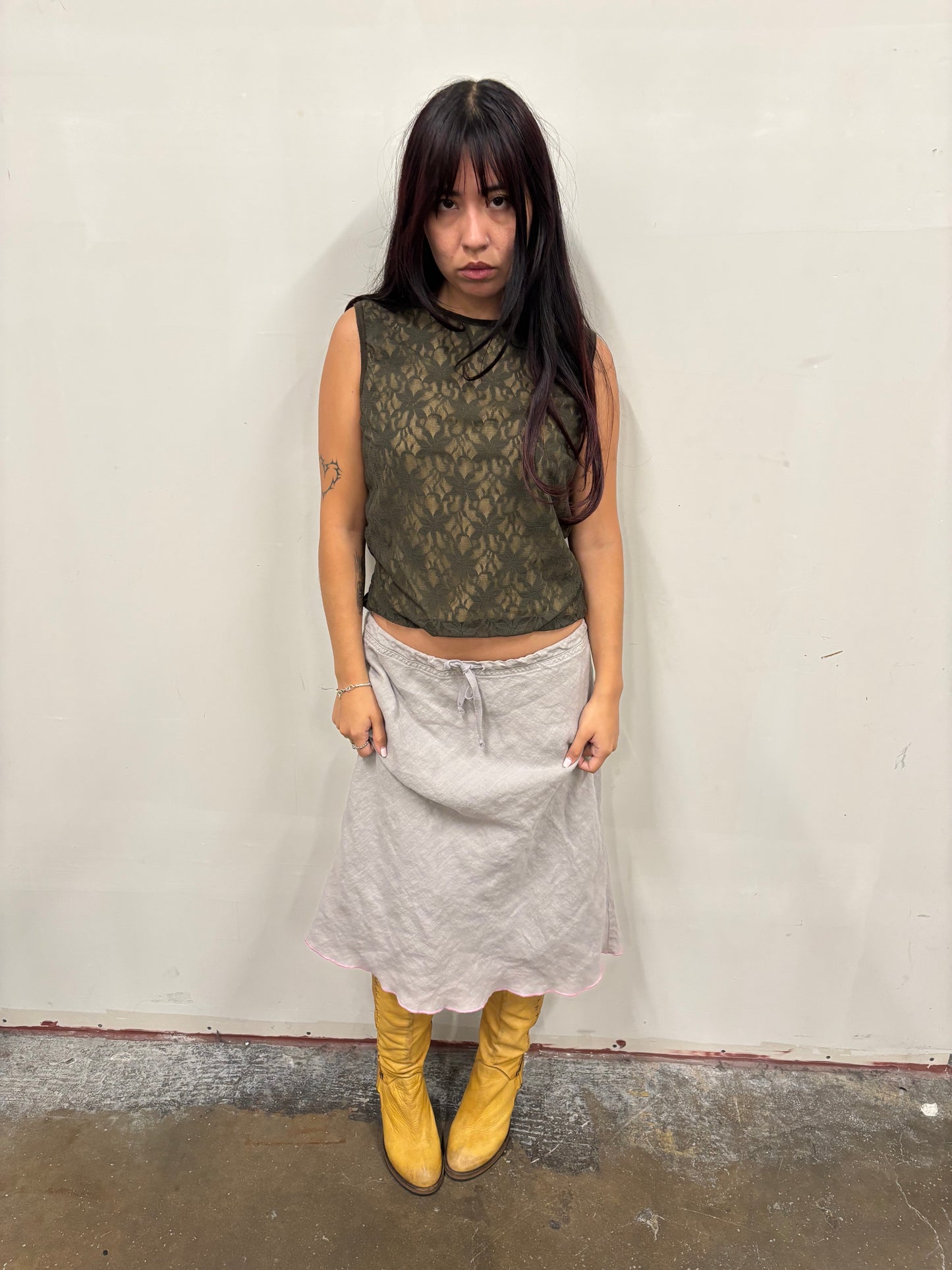 Military Green Lace Tank
