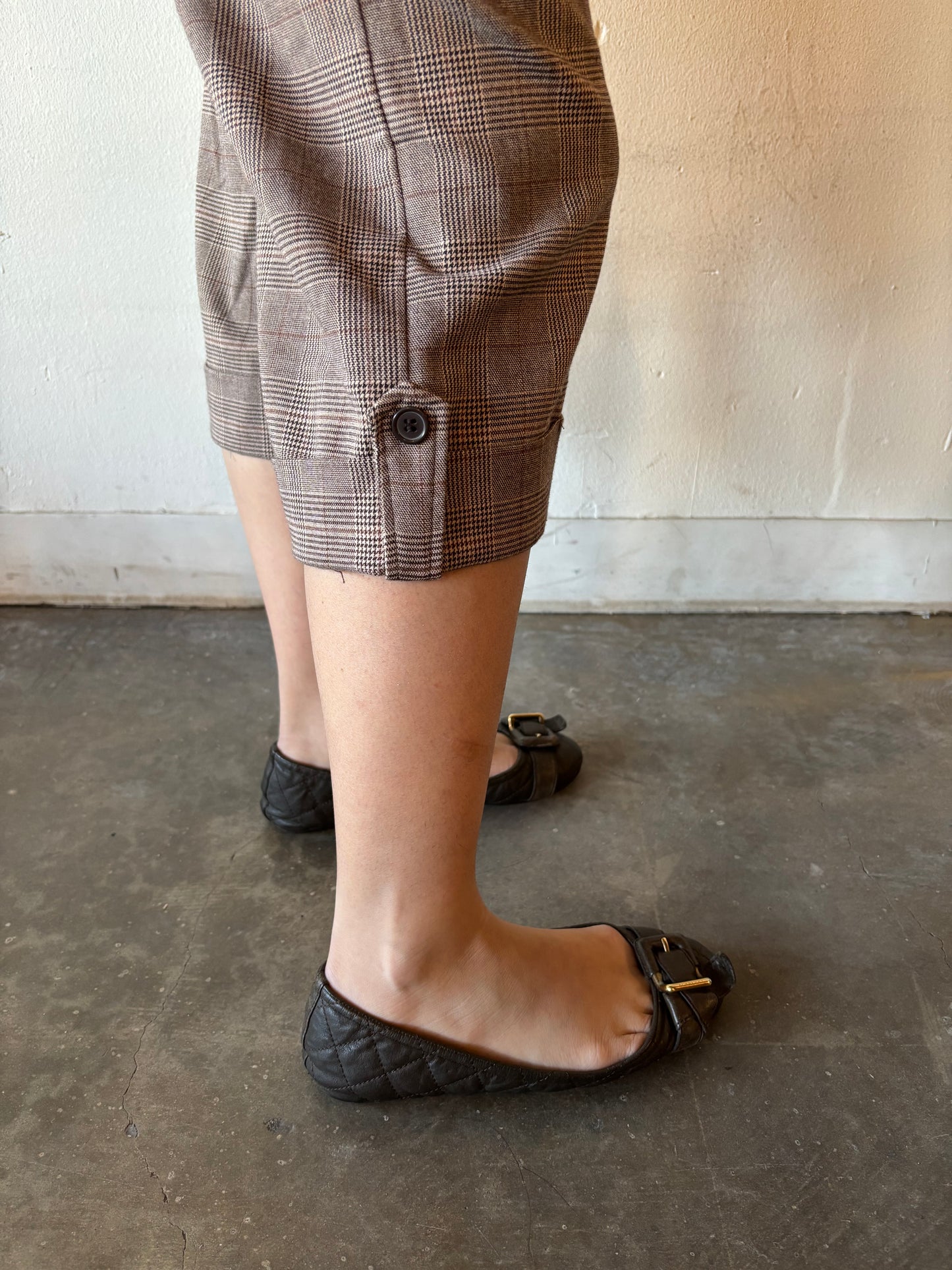 Vintage Brown Plaid Capris
