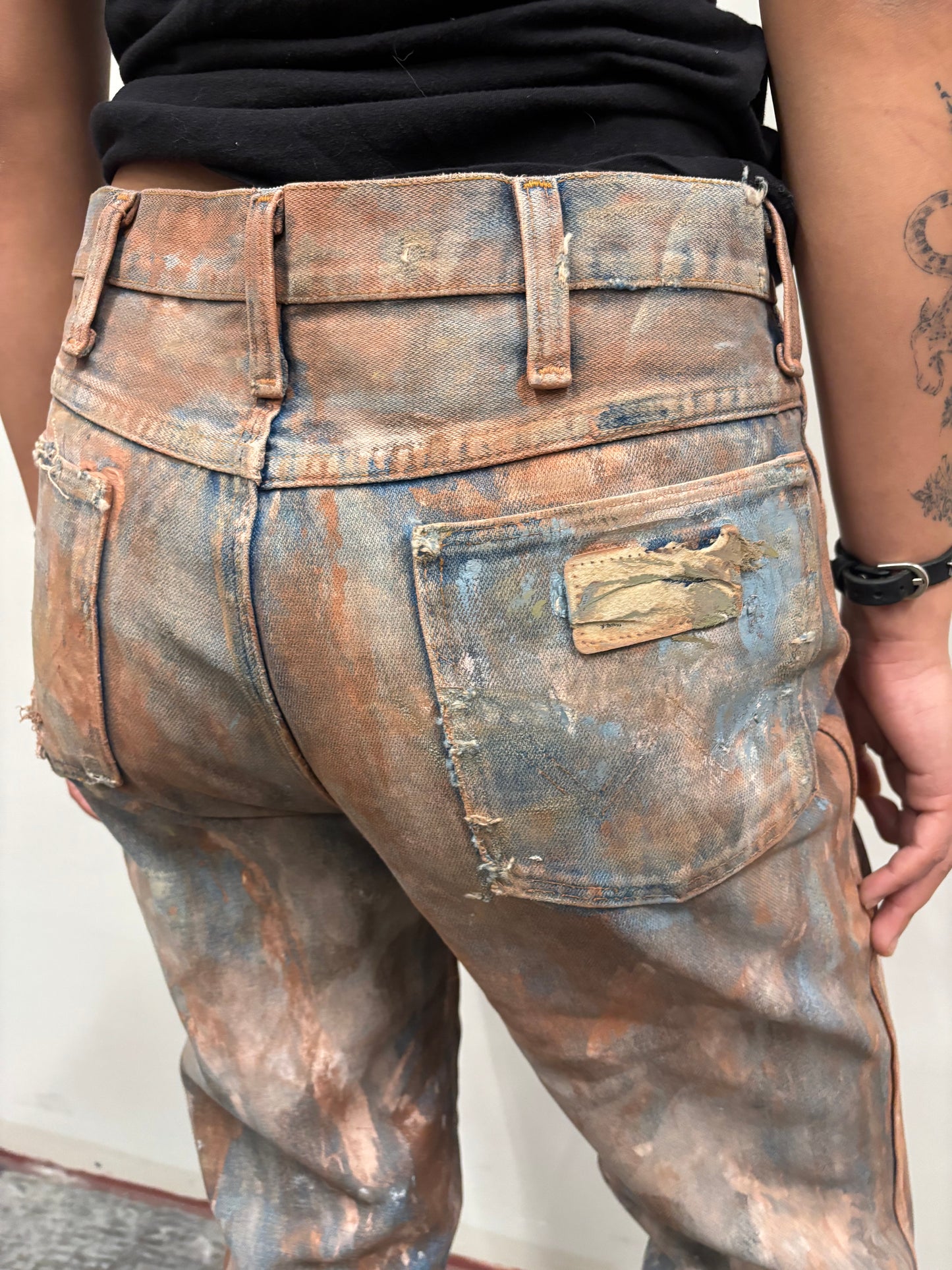 Vintage Wrangler Hand Painted Rusty Jeans