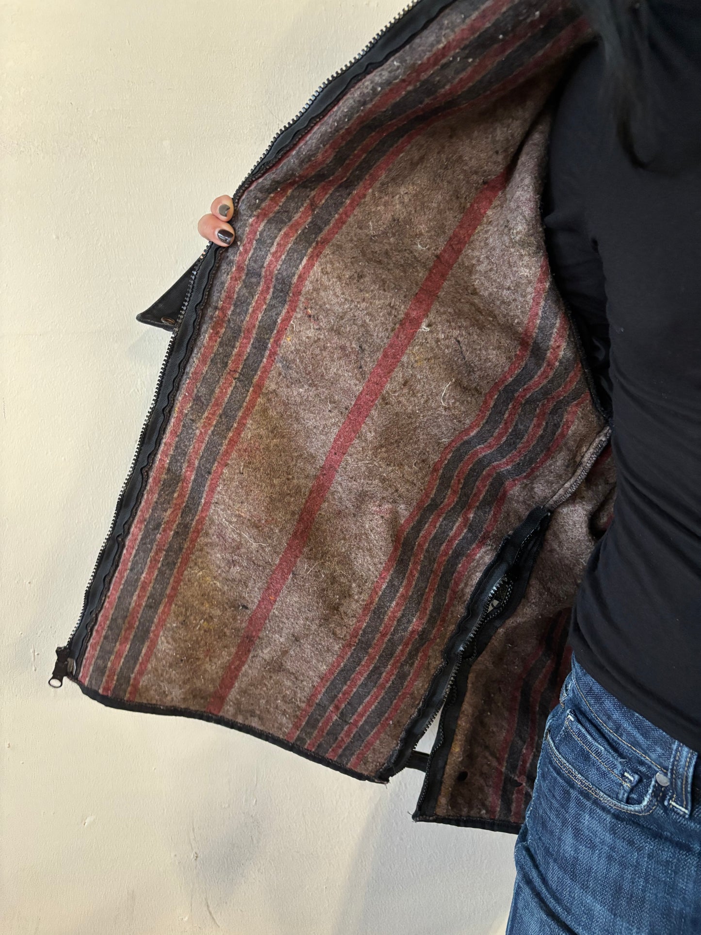 Vintage Black Hooded Canvas Jacket