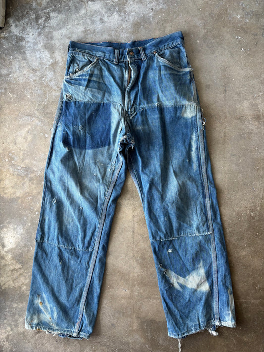 Vintage 1970s Big Mac Faded Distressed Repaired Denim Jeans