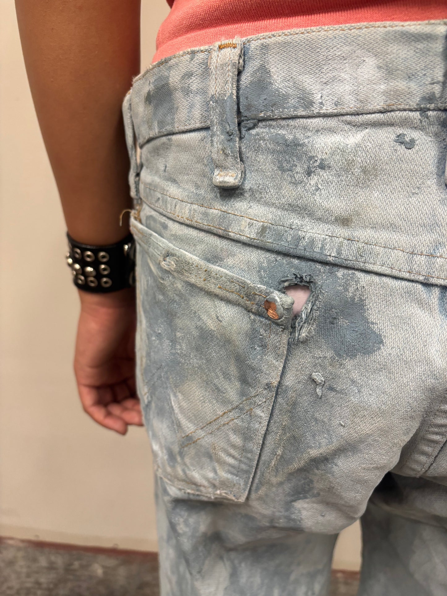 Vintage Wrangler Hand Painted Blue Jeans