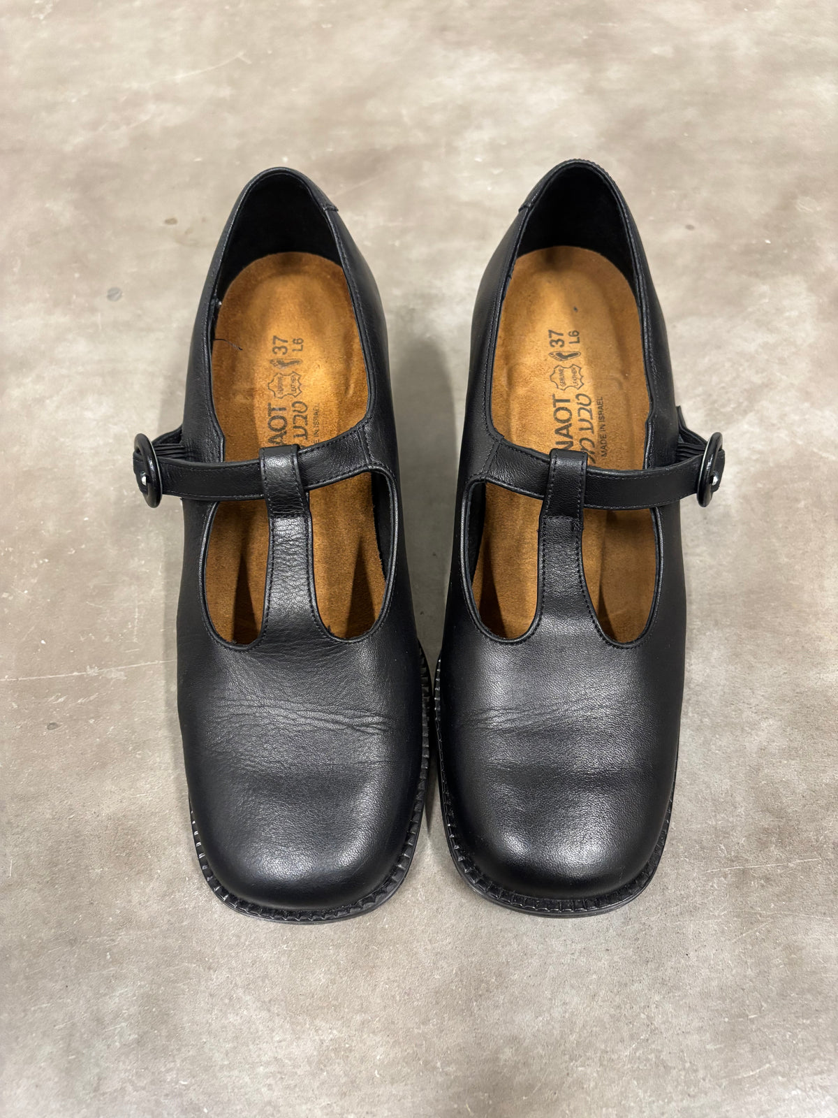 NAOT Black Leather Mary Jane Heels