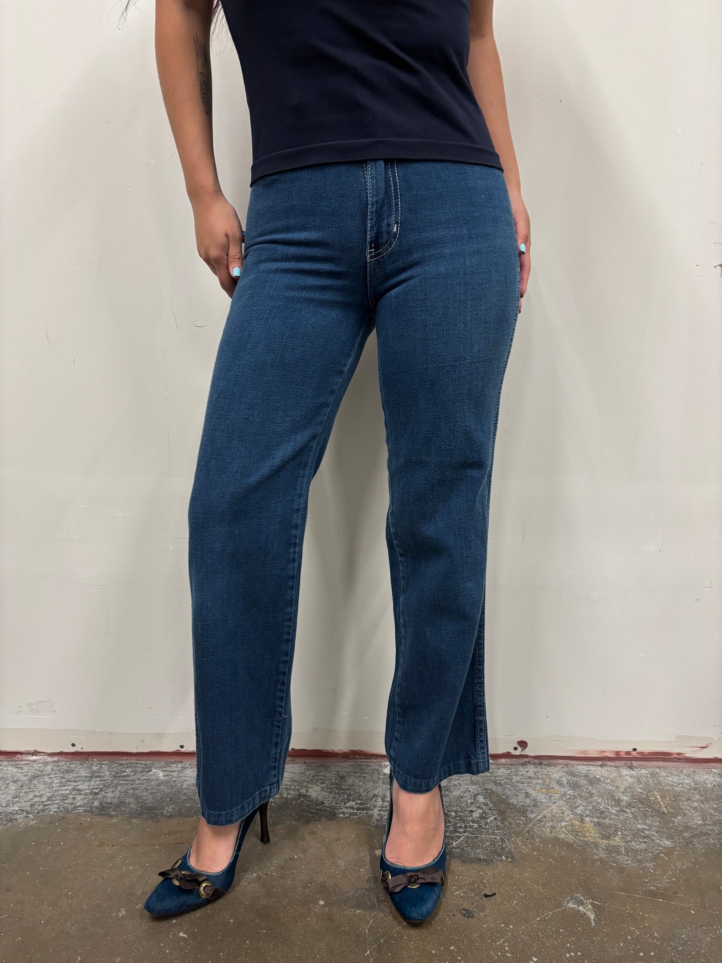 Vintage Bonjour Blue Jeans