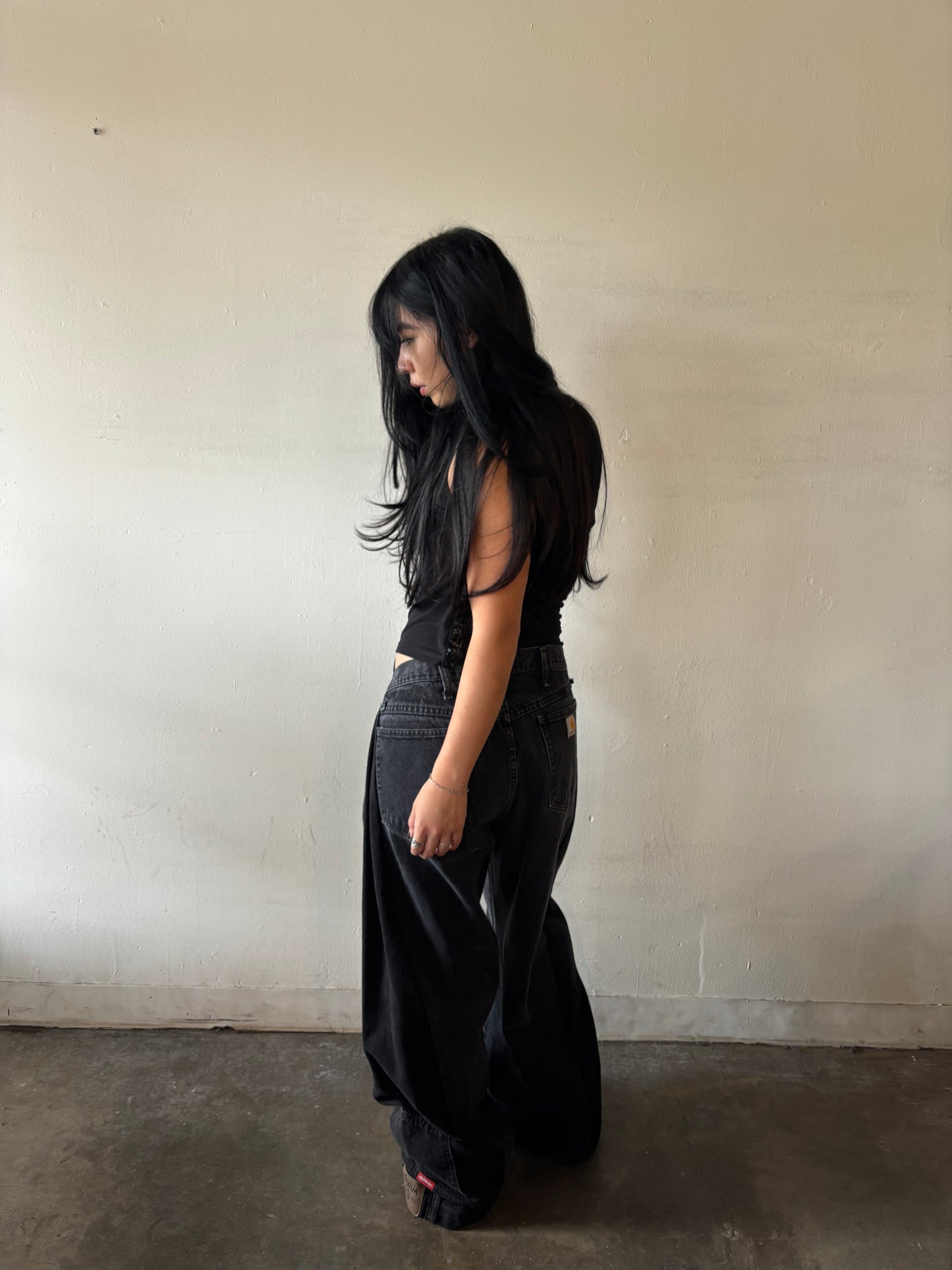 Reworked Black Split Jeans