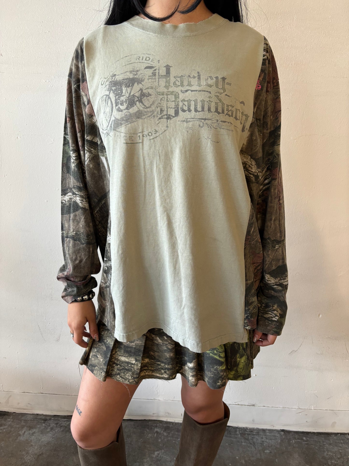 Reworked Harley Davidson Camo Shirt