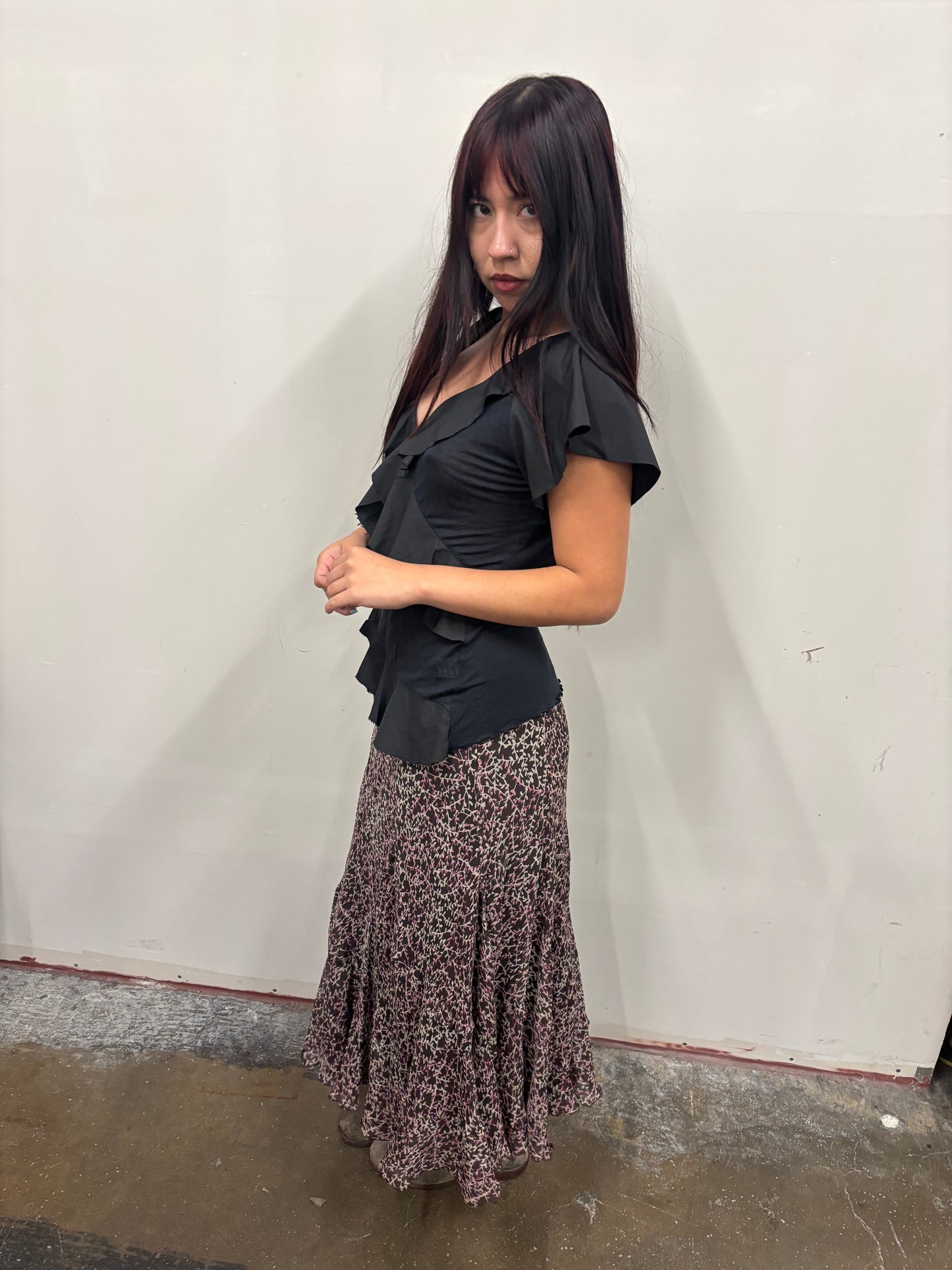 Black Ruffled Top