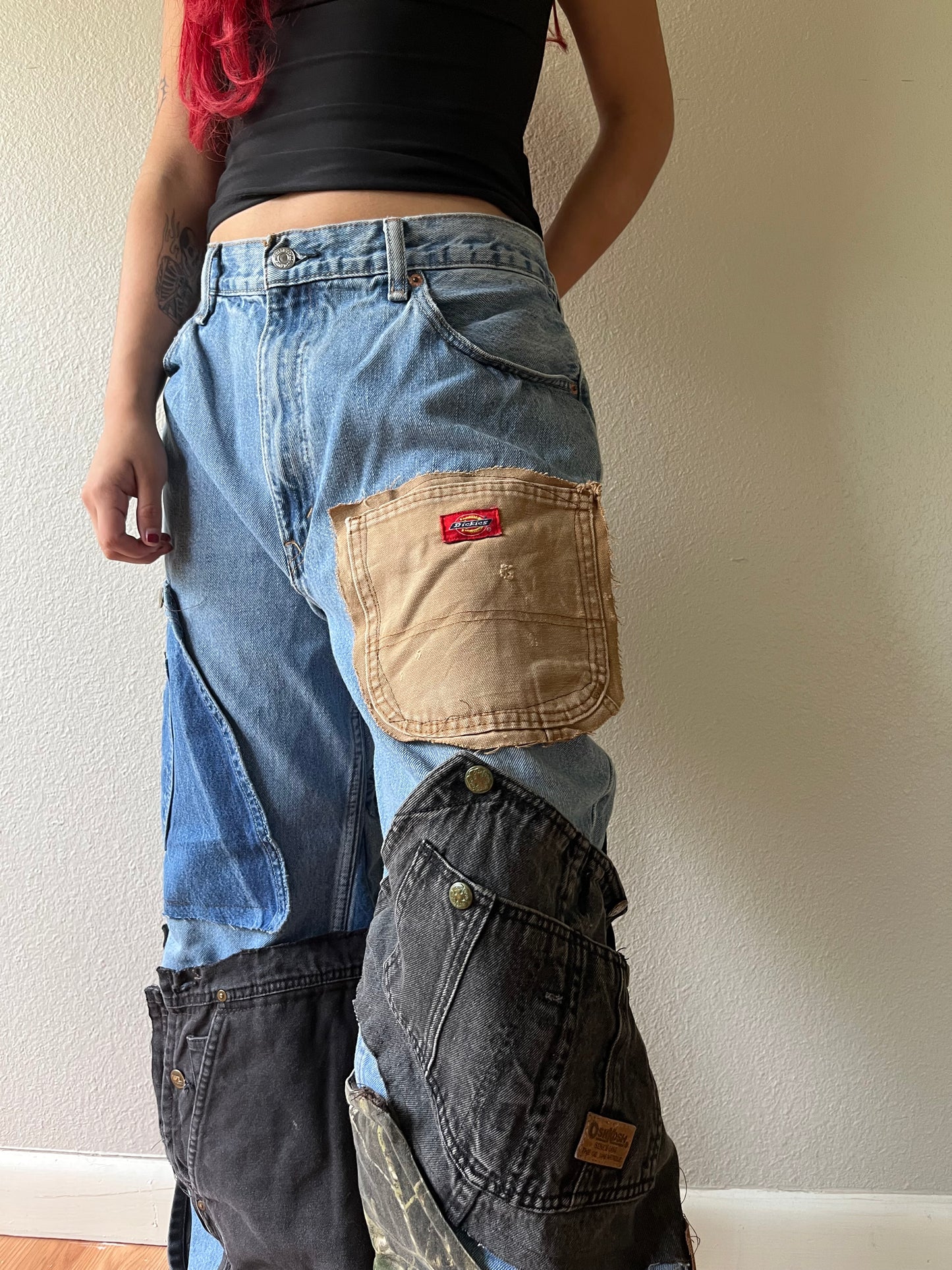 Reconstructed Levi’s Denim Patchwork Baggy Jeans