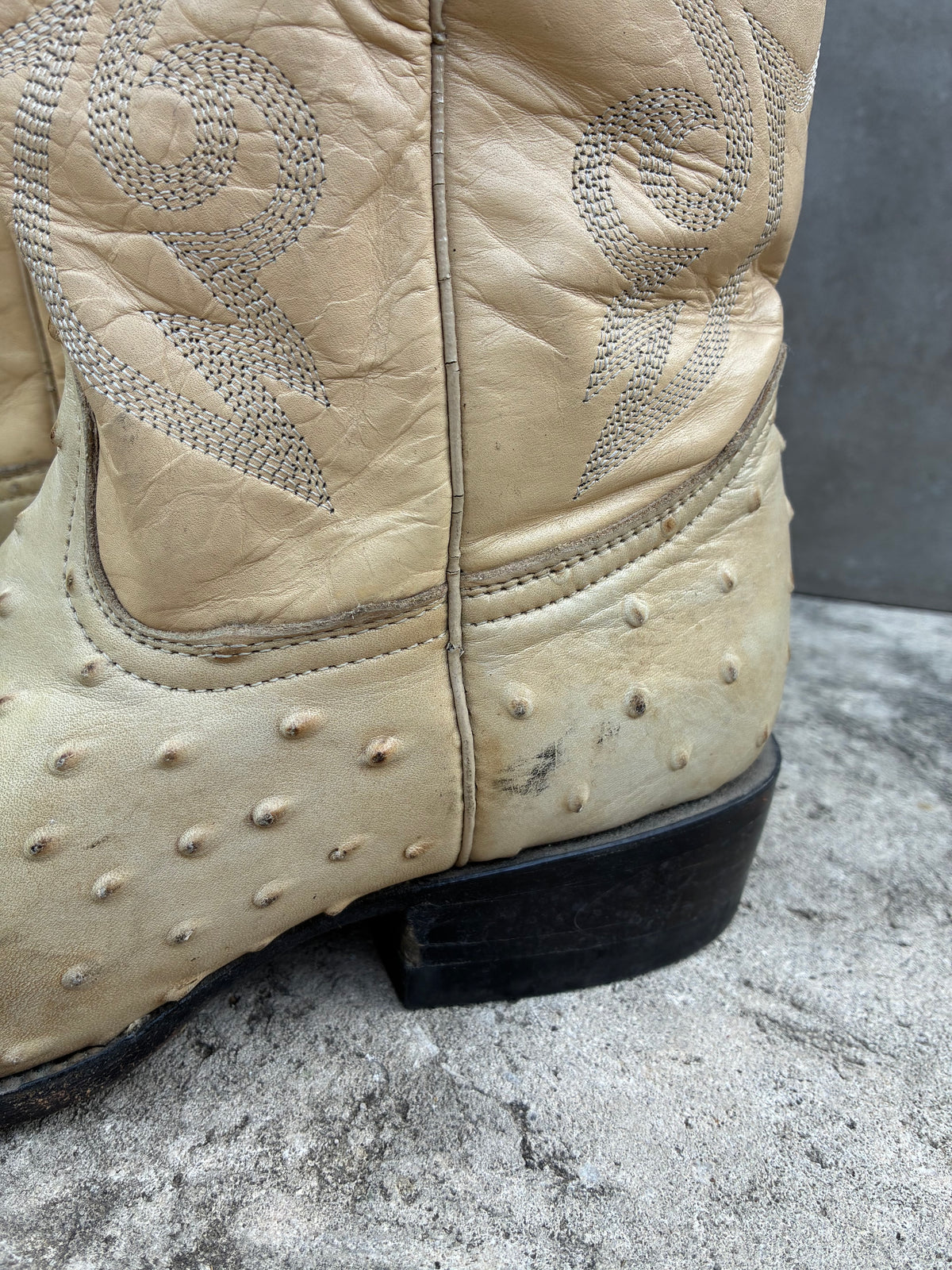 Vintage 1990s Red Diamond Ostrich Cowboy Boots